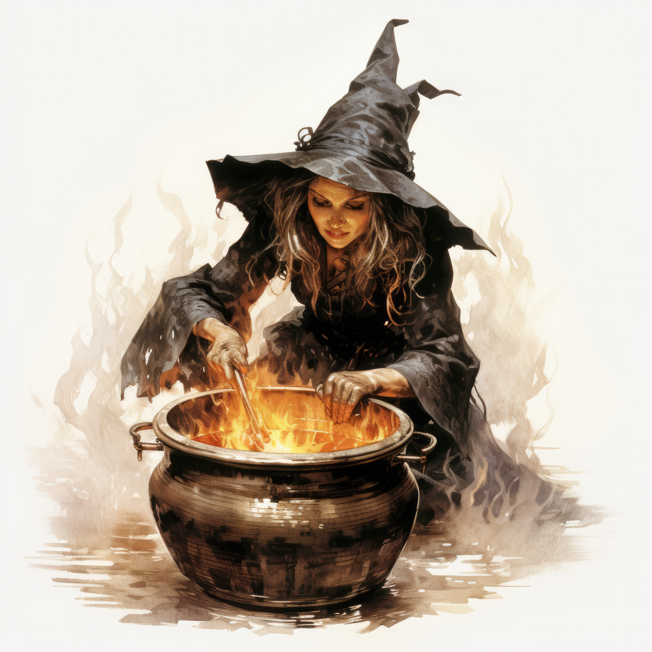 A witch stirring a cauldron 3 (paitakuva)