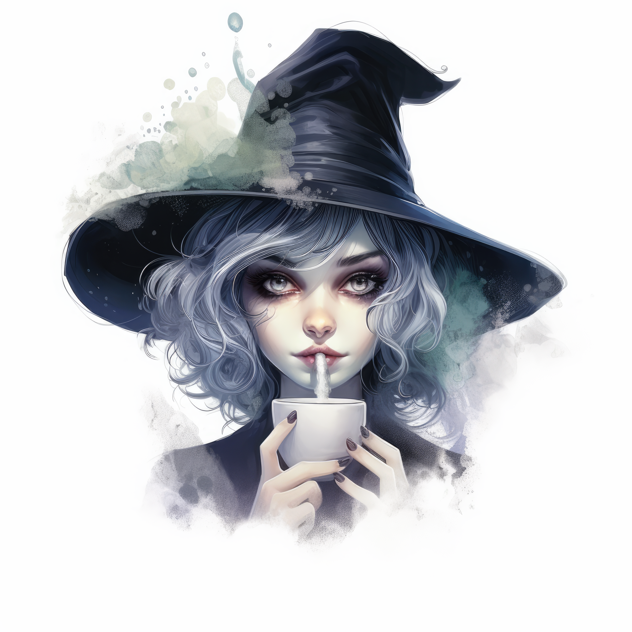 An ugly witch with a long nose is holding a potion 2 (paitakuva)