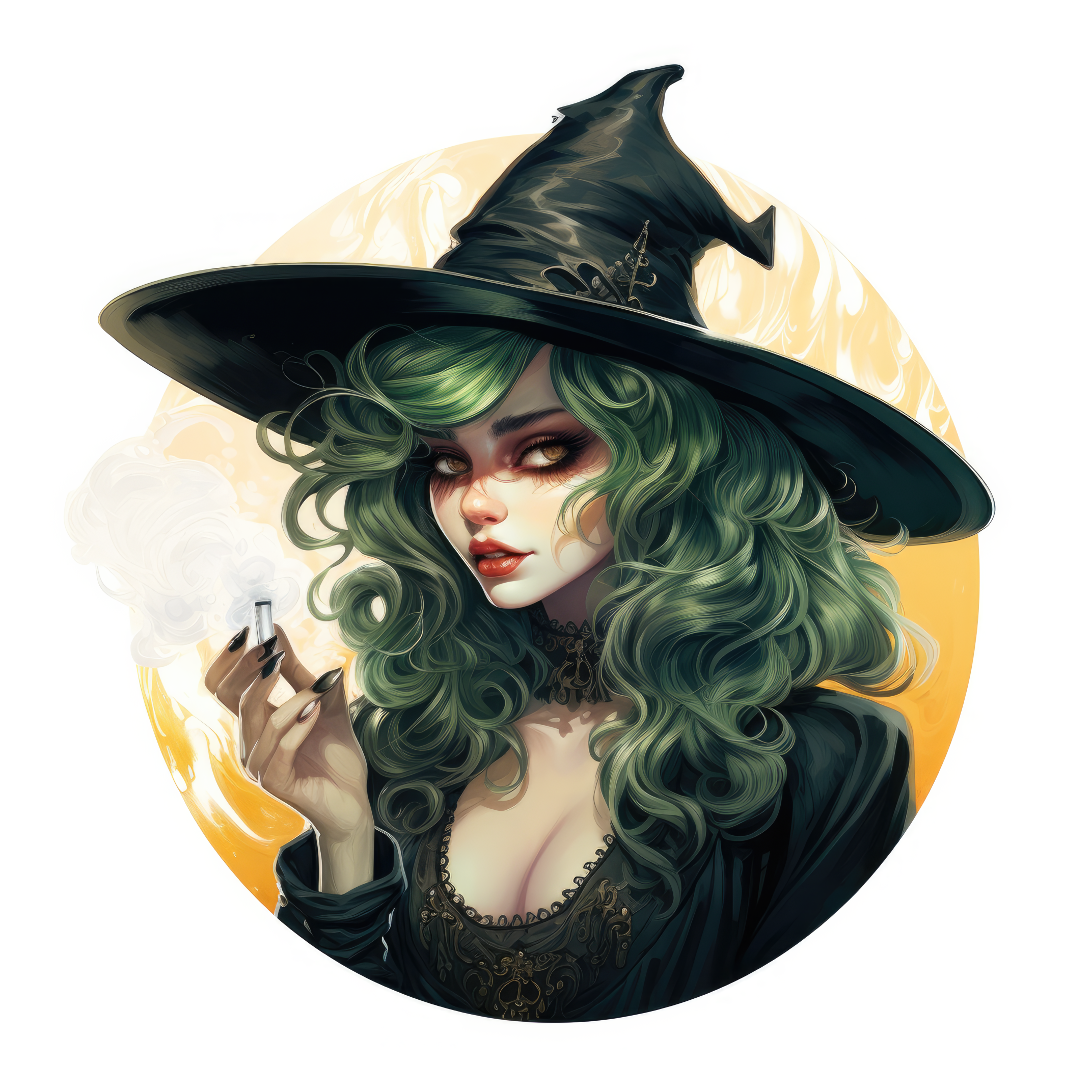 An ugly witch with a long nose is holding a potion 5 (paitakuva)