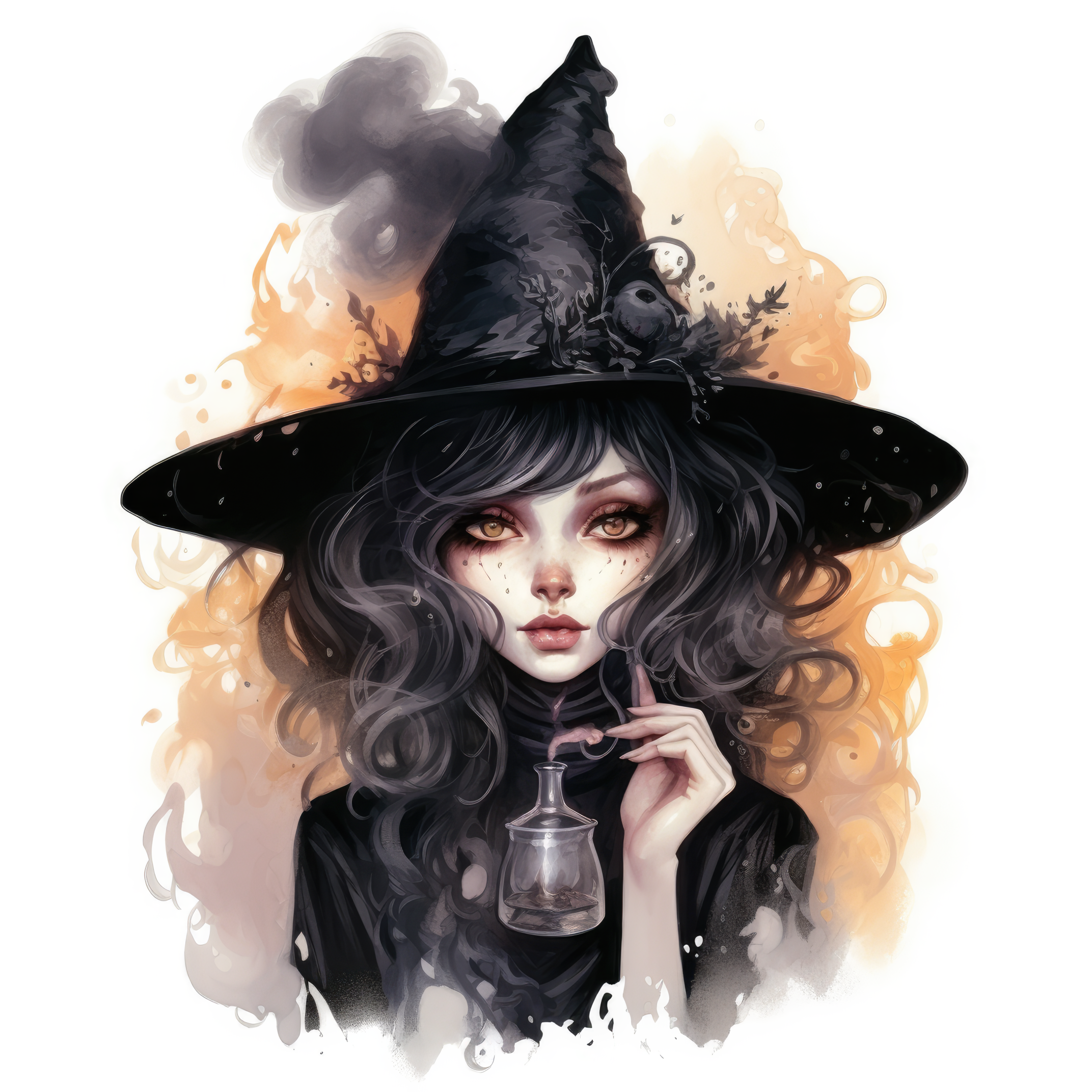 An ugly witch with a long nose is holding a potion 6 (paitakuva)