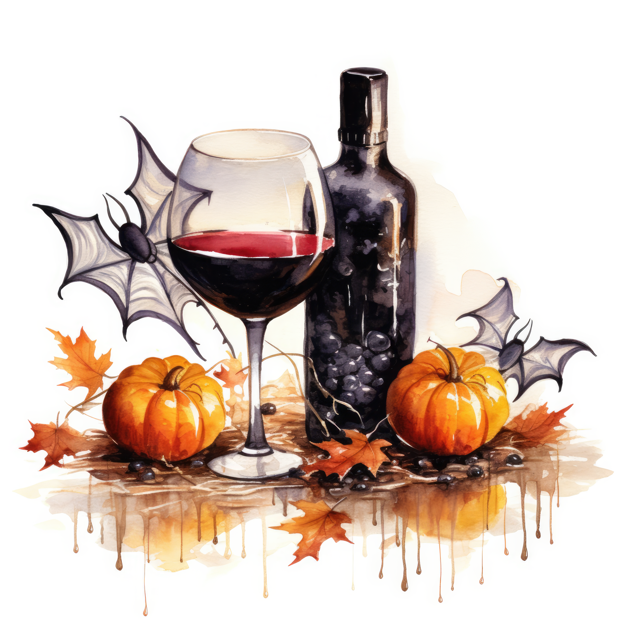 Bat with glass of wine 1 (paitakuva)