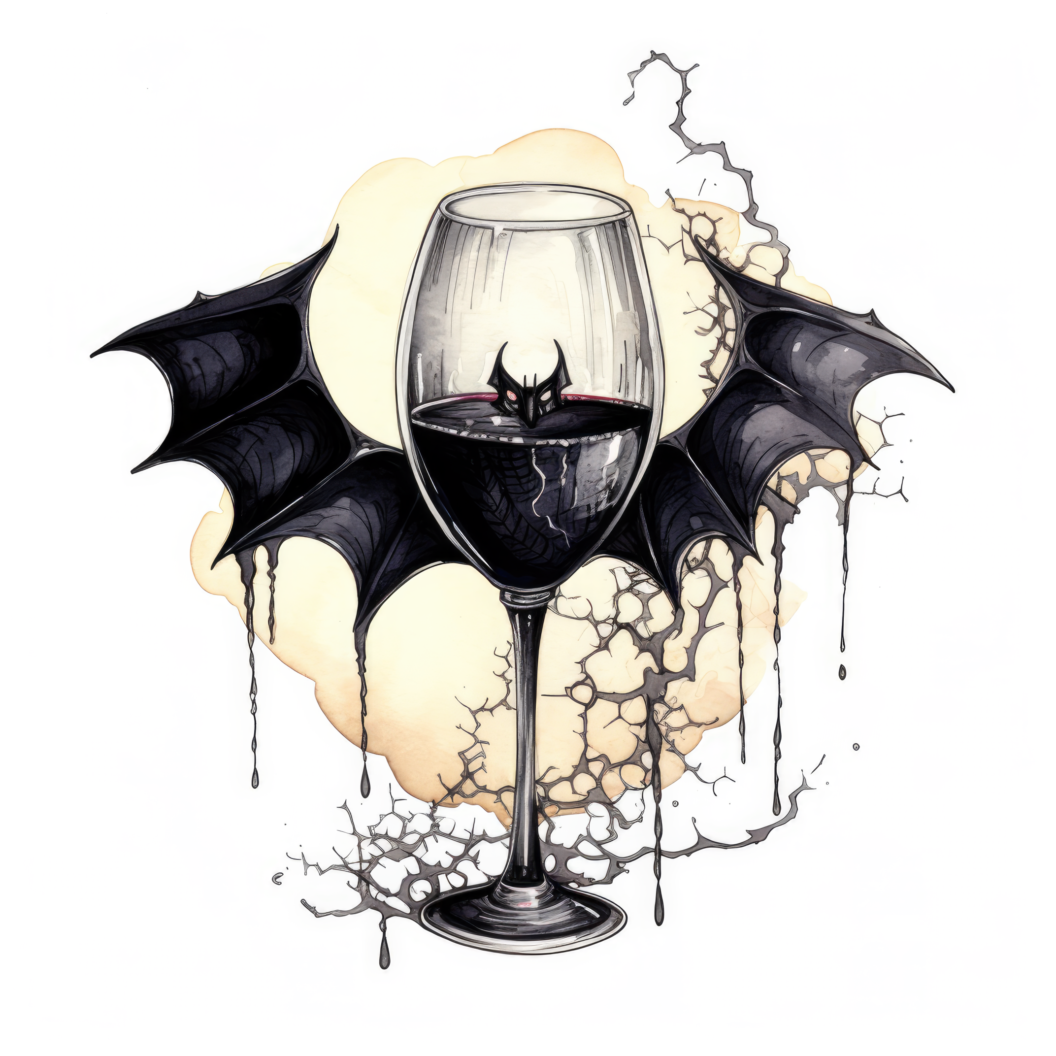 Bat with glass of wine (paitakuva)