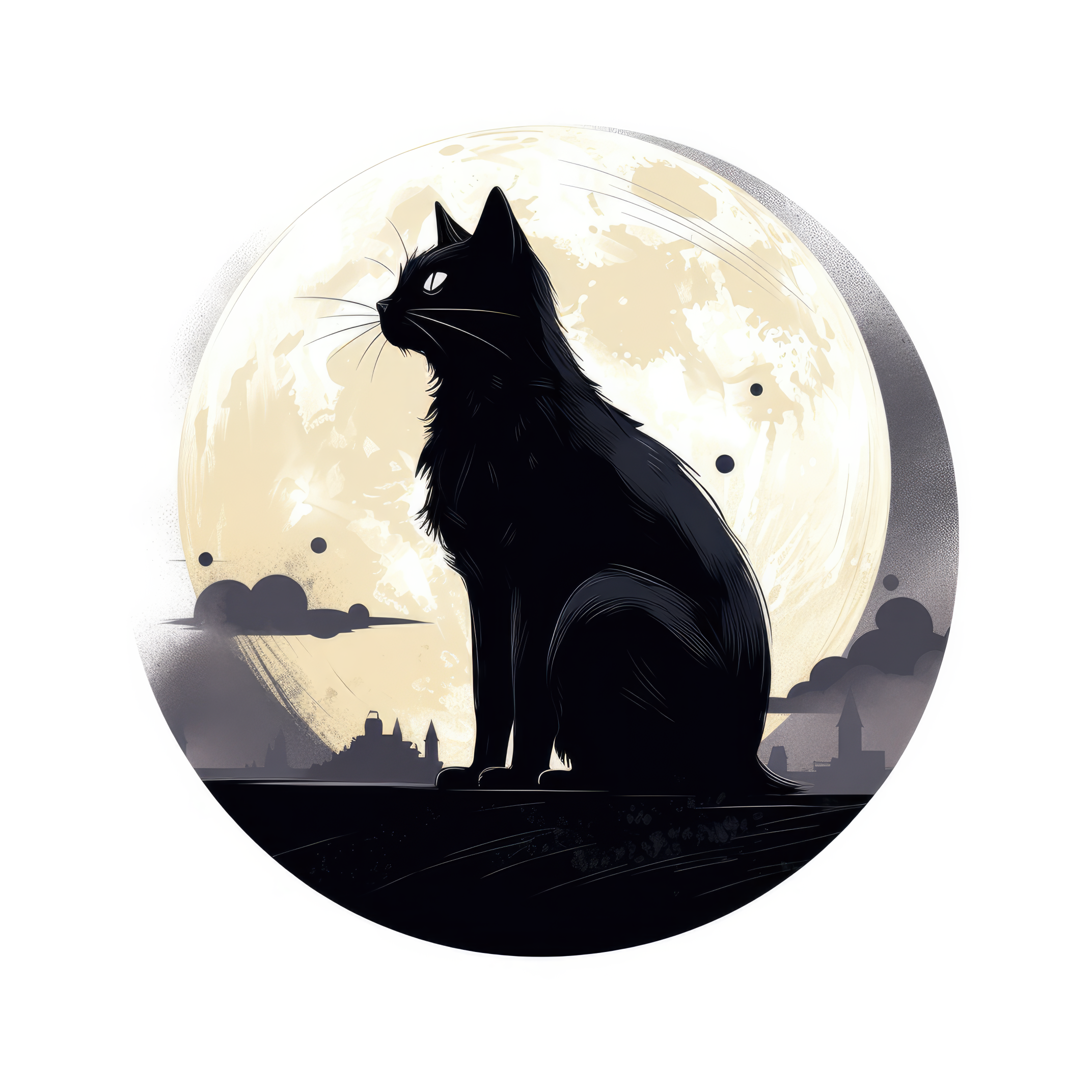 NAISTEN PAITA -  Black cat under a full moon 3 (2914)