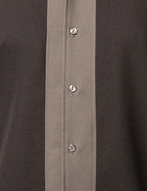 KAULUSPAITA - Poplin Wide Panel Bowling Shirt in Charcoal/Black - STEADY CLOTHING