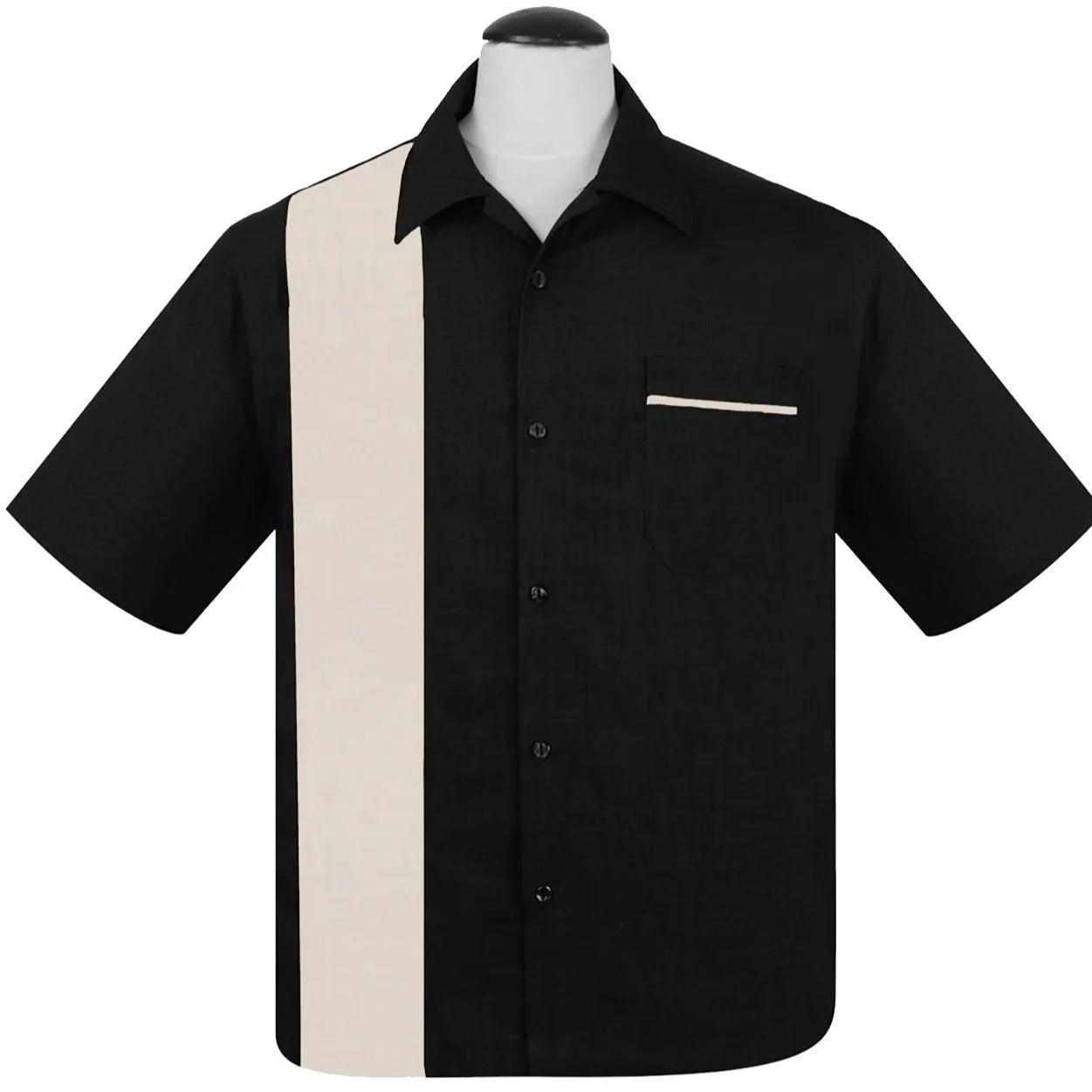 KAULUSPAITA - POPLIN SINGLE PANEL BLK/WHT - STEADY CLOTHING (85072)