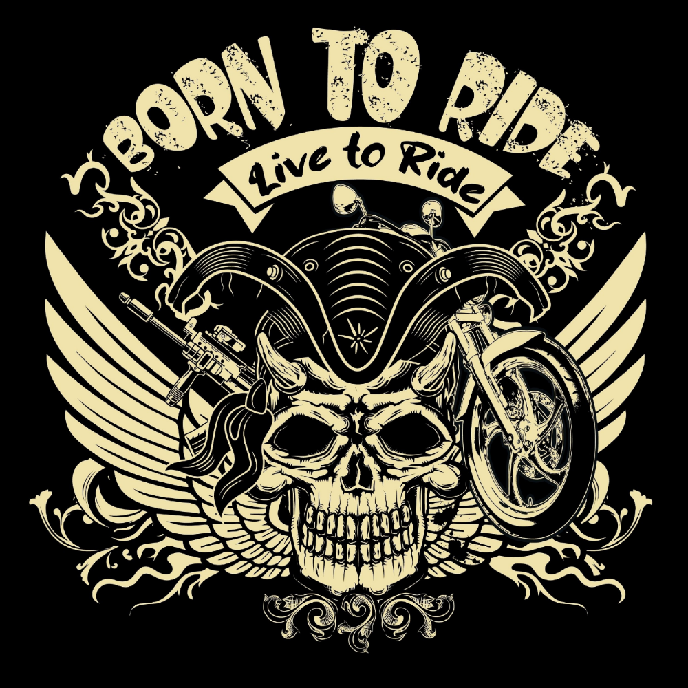 VETOKETJUHUPPARI MUSTA vauhti - BORN TO RIDE LIVE TO RIDE (00 64)