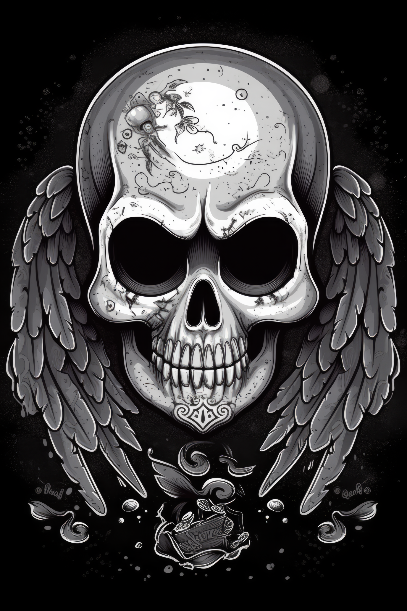 Cartoon Angel skull Tshirt design (Paitakuva)