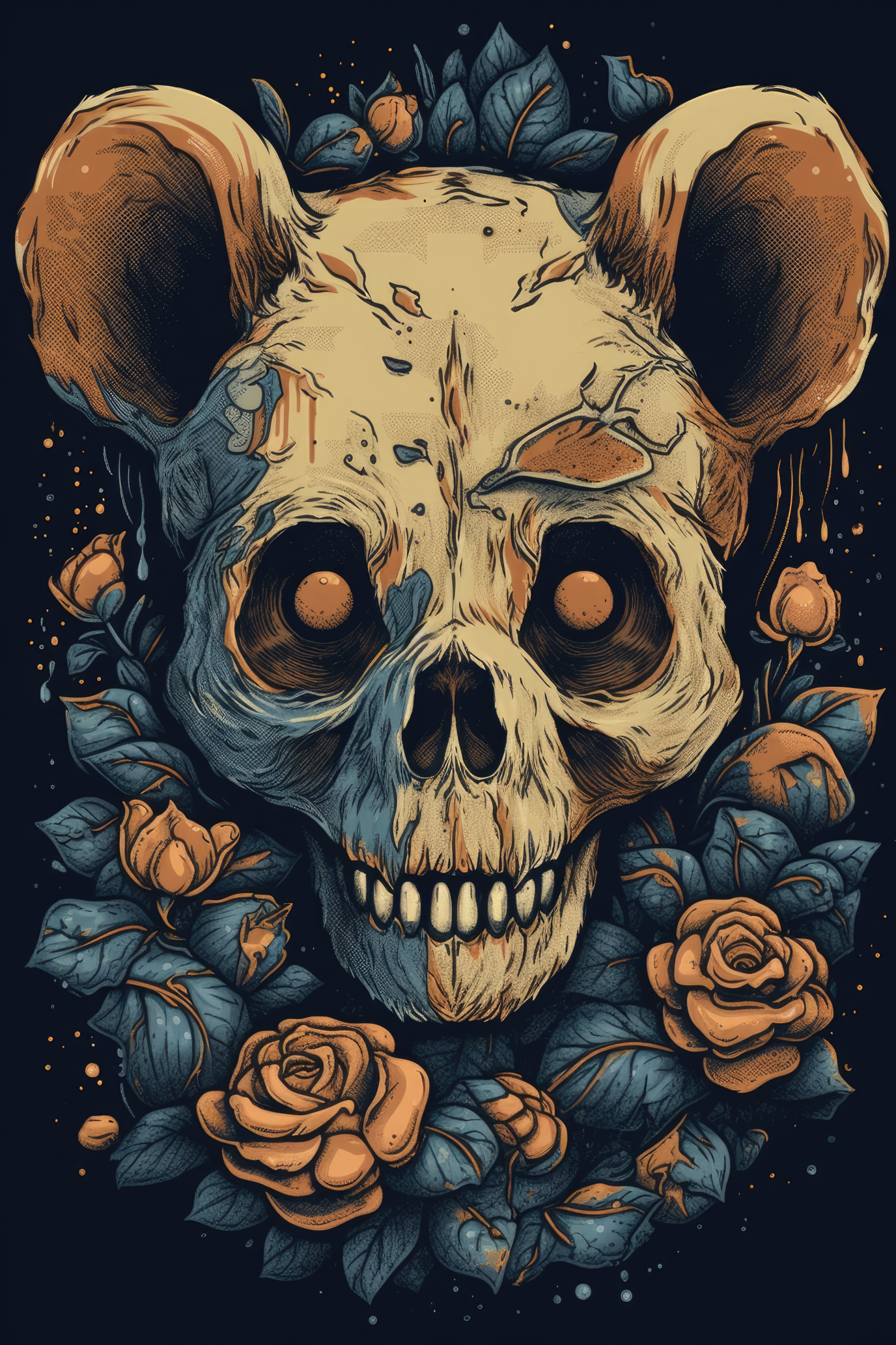 Cartoon Bear skull Tshirt design (Paitakuva)