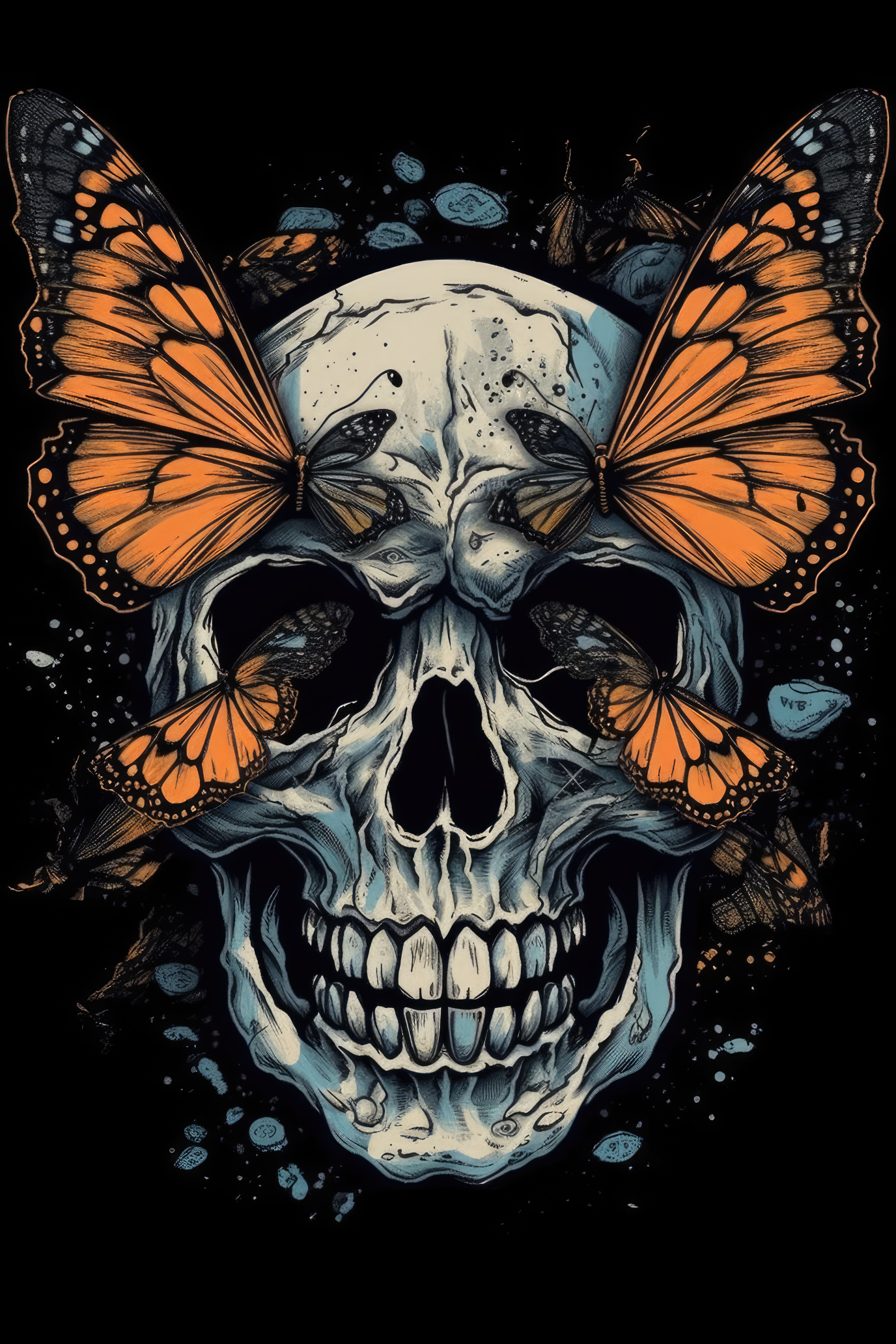 NAISTEN PAITA - Cartoon Butterfly wing skull