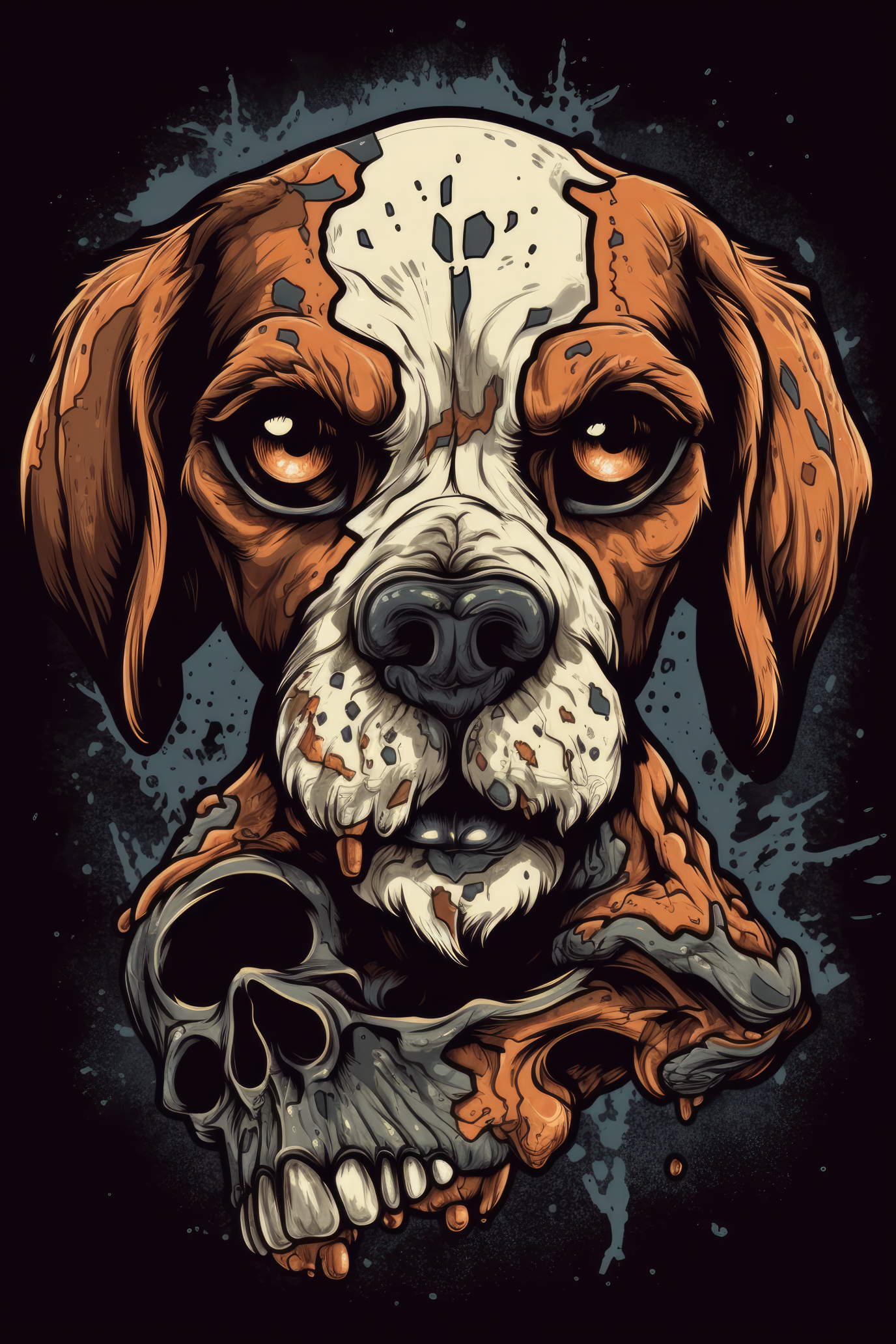 Cartoon Canine skull Tshirt design 3 (Paitakuva)