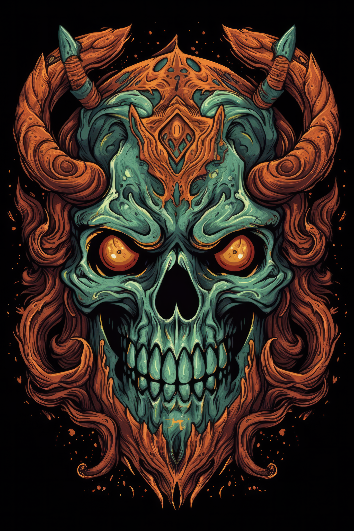 Cartoon Demon skull Tshirt design 1 (Paitakuva)