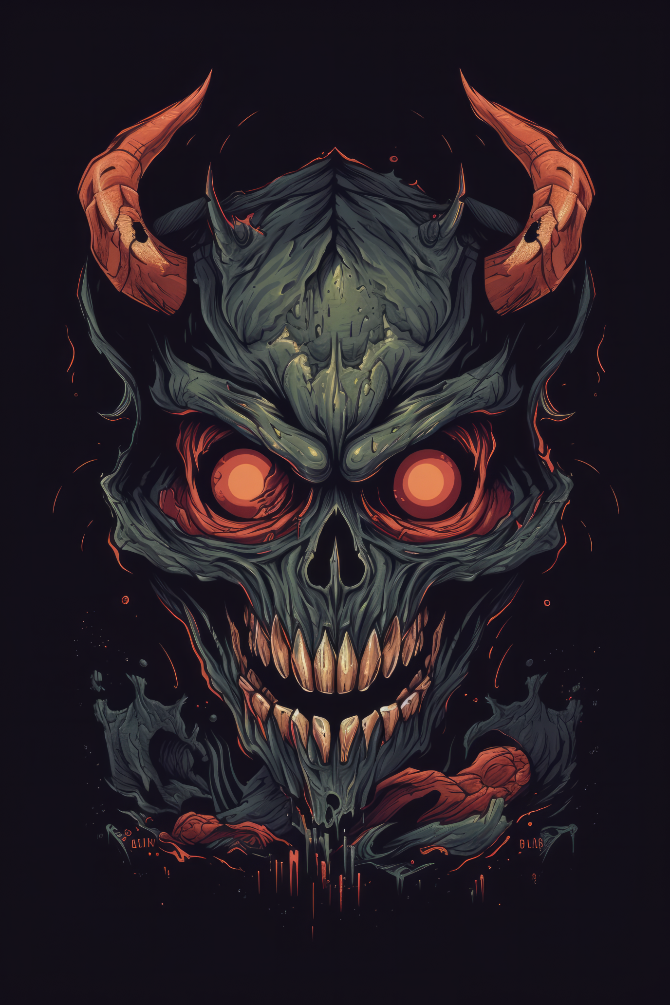 Cartoon Demon skull Tshirt design (Paitakuva)