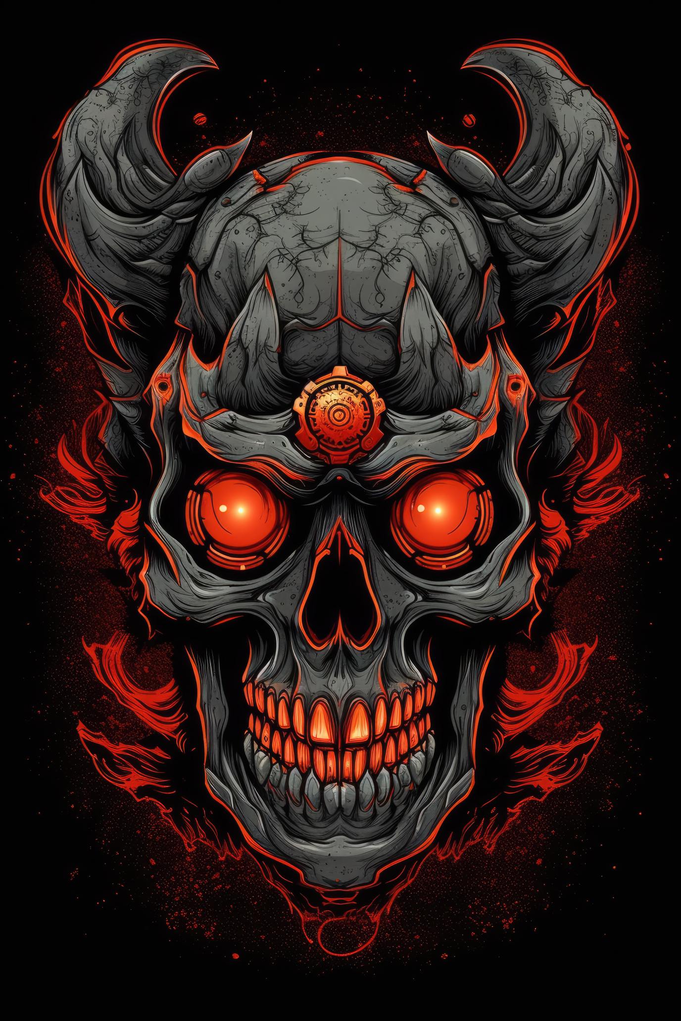 Cartoon Devil skull Tshirt design (Paitakuva)