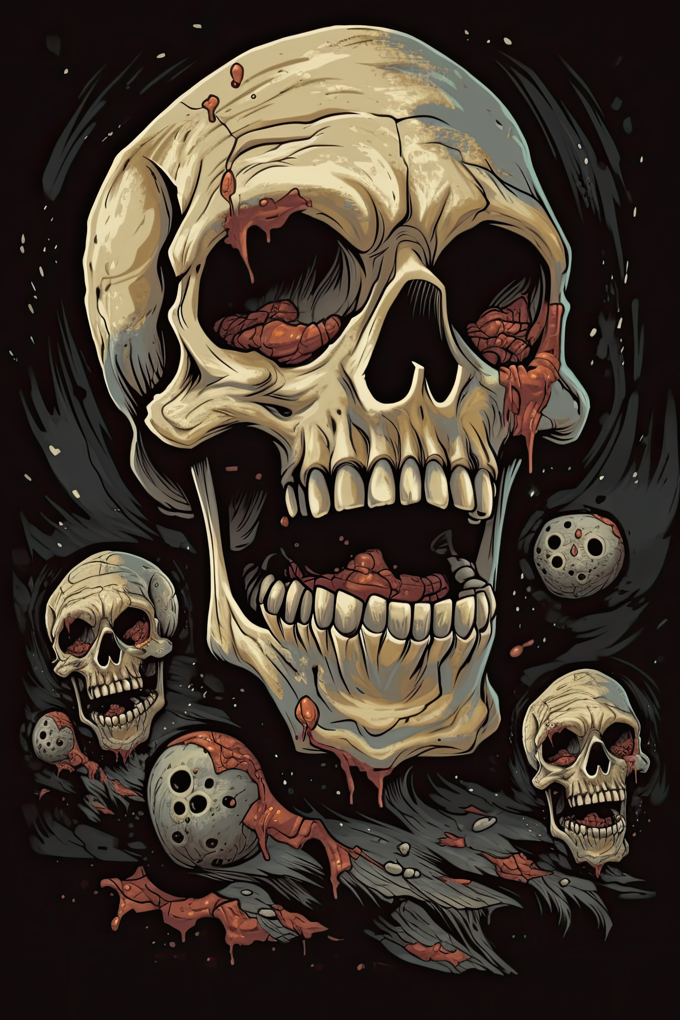 Cartoon Giant skull Tshirt design (Paitakuva)