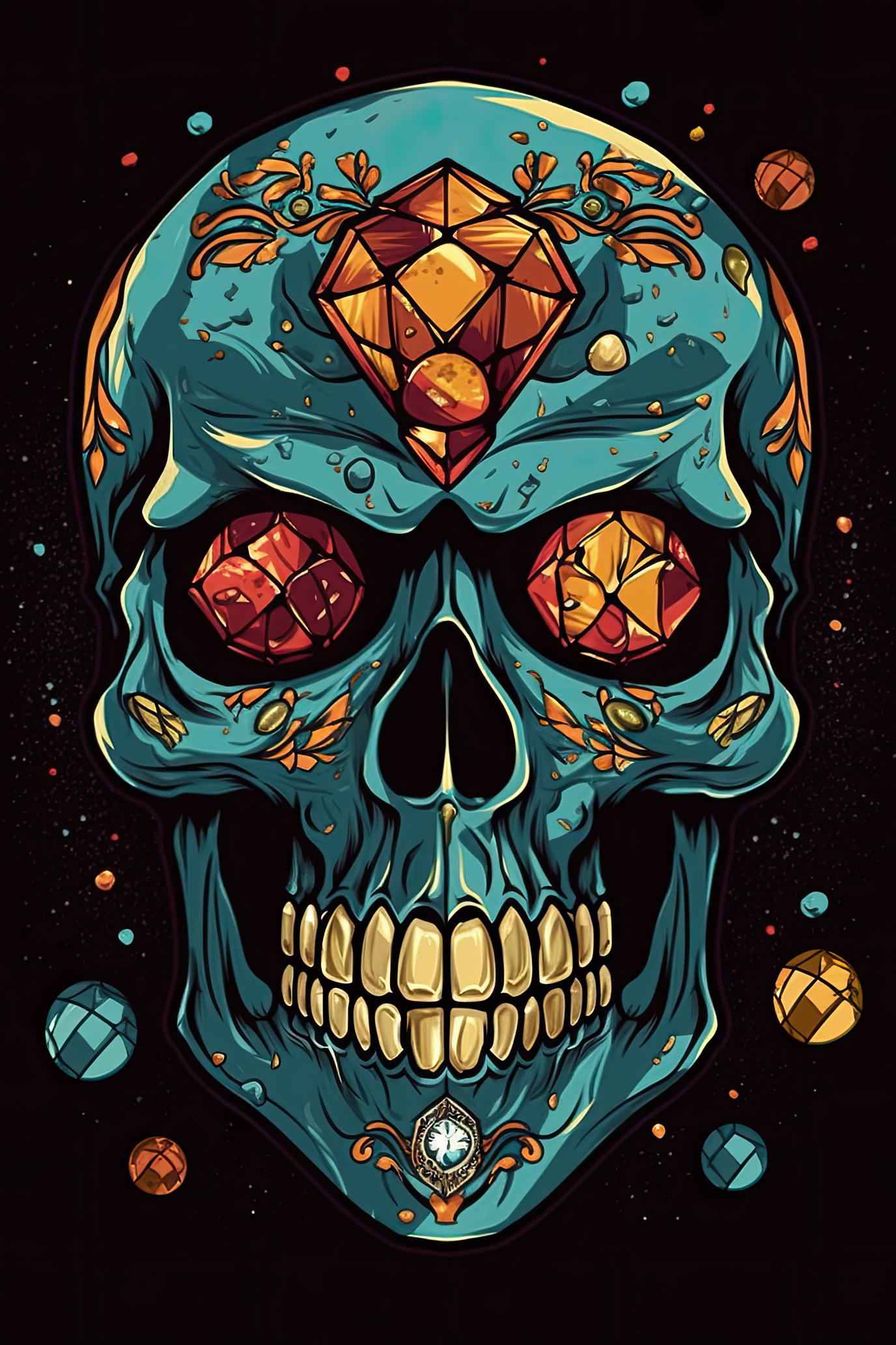 NAISTEN PAITA - Cartoon Jeweled skull