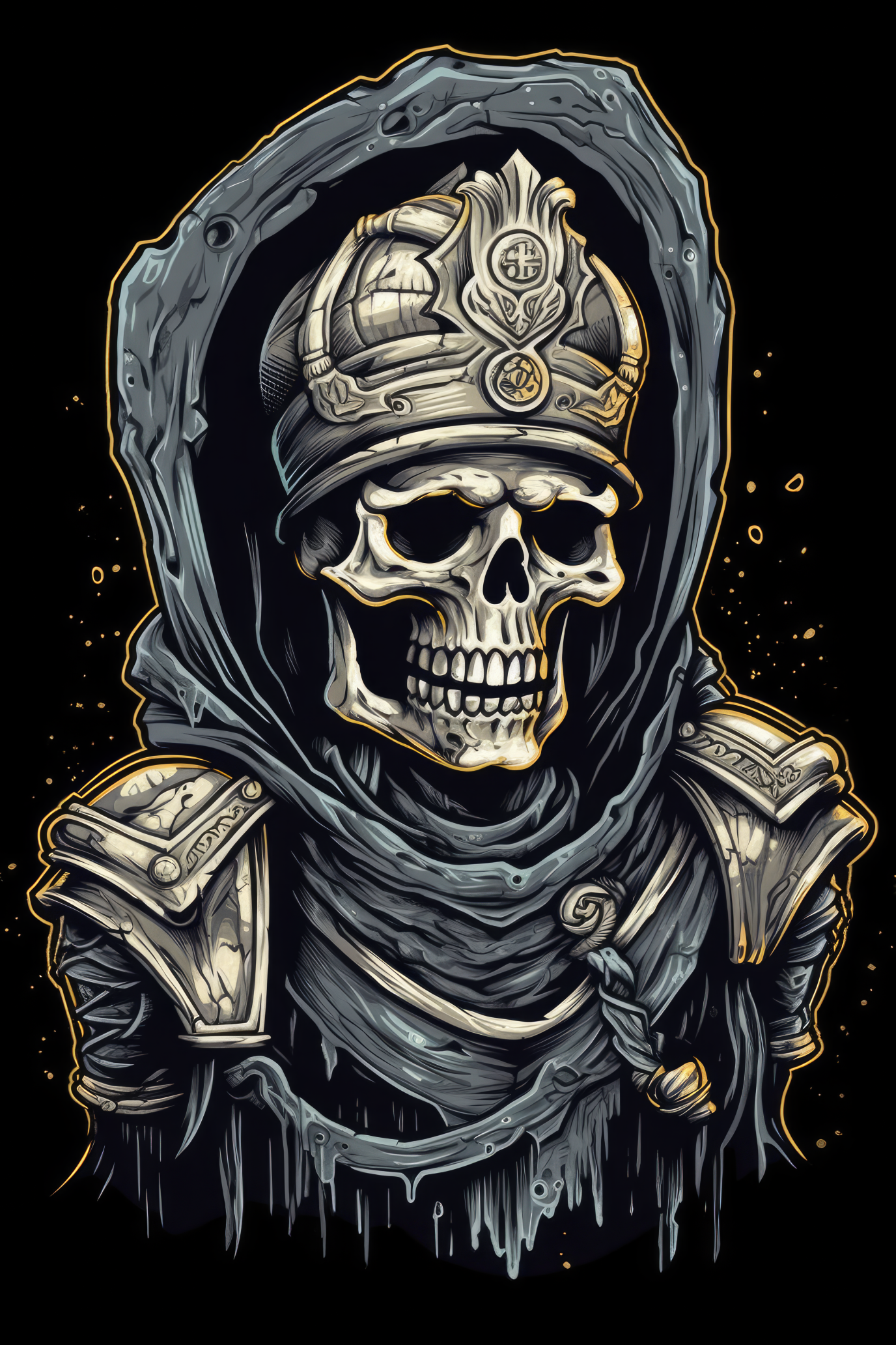 Cartoon Knight skull Tshirt design 3 (Paitakuva)