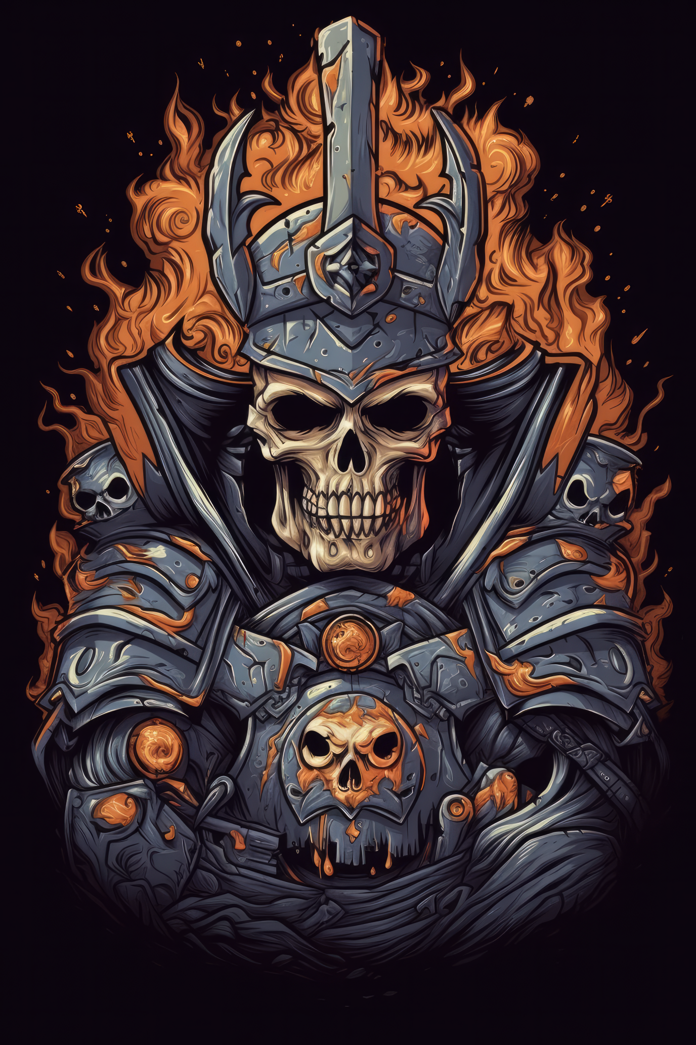 Cartoon Knight skull Tshirt design (Paitakuva)