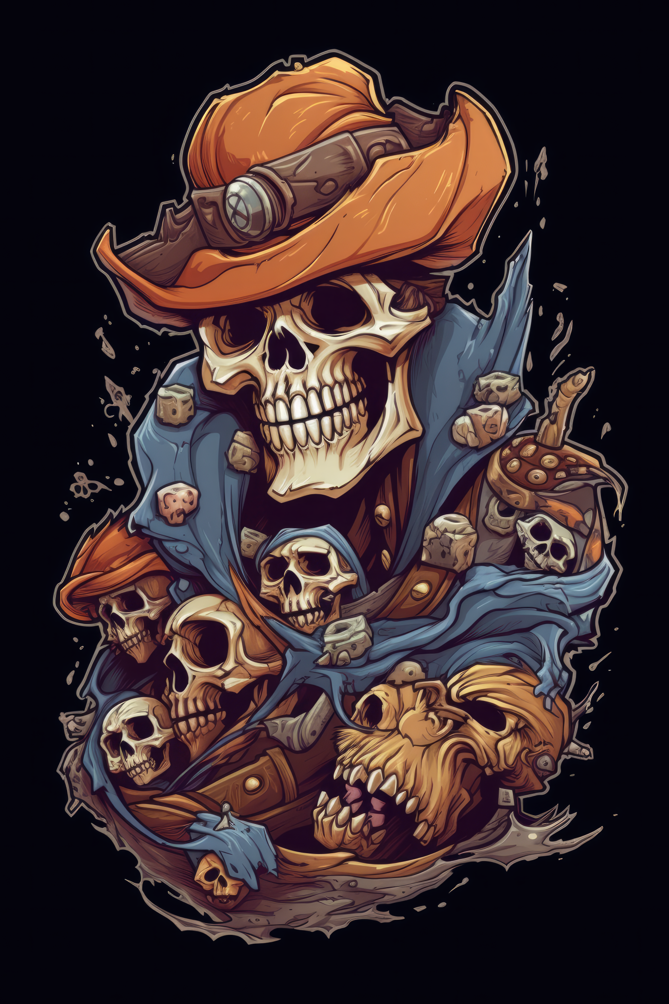 Cartoon Pirate skull Tshirt design 3 (Paitakuva)