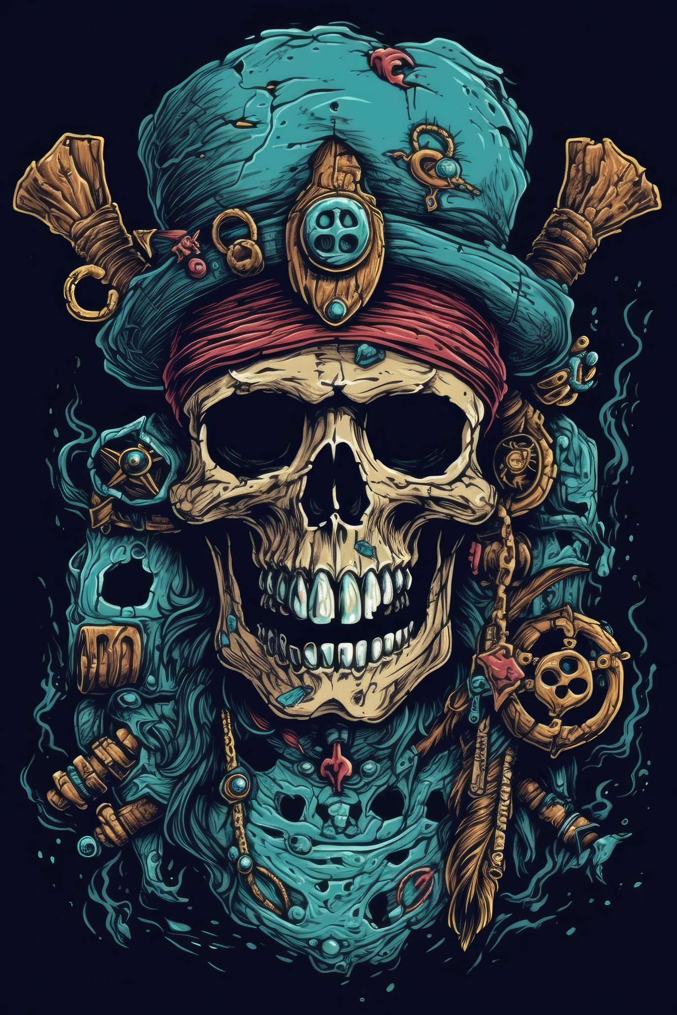 Cartoon Pirate skull Tshirt design (Paitakuva)