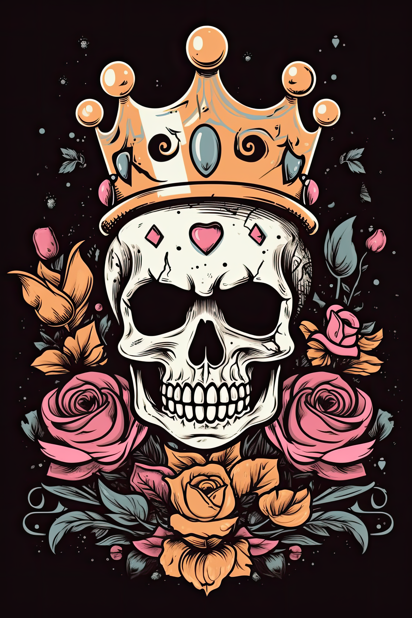 NAISTEN PAITA - Cartoon Tiara princess skull
