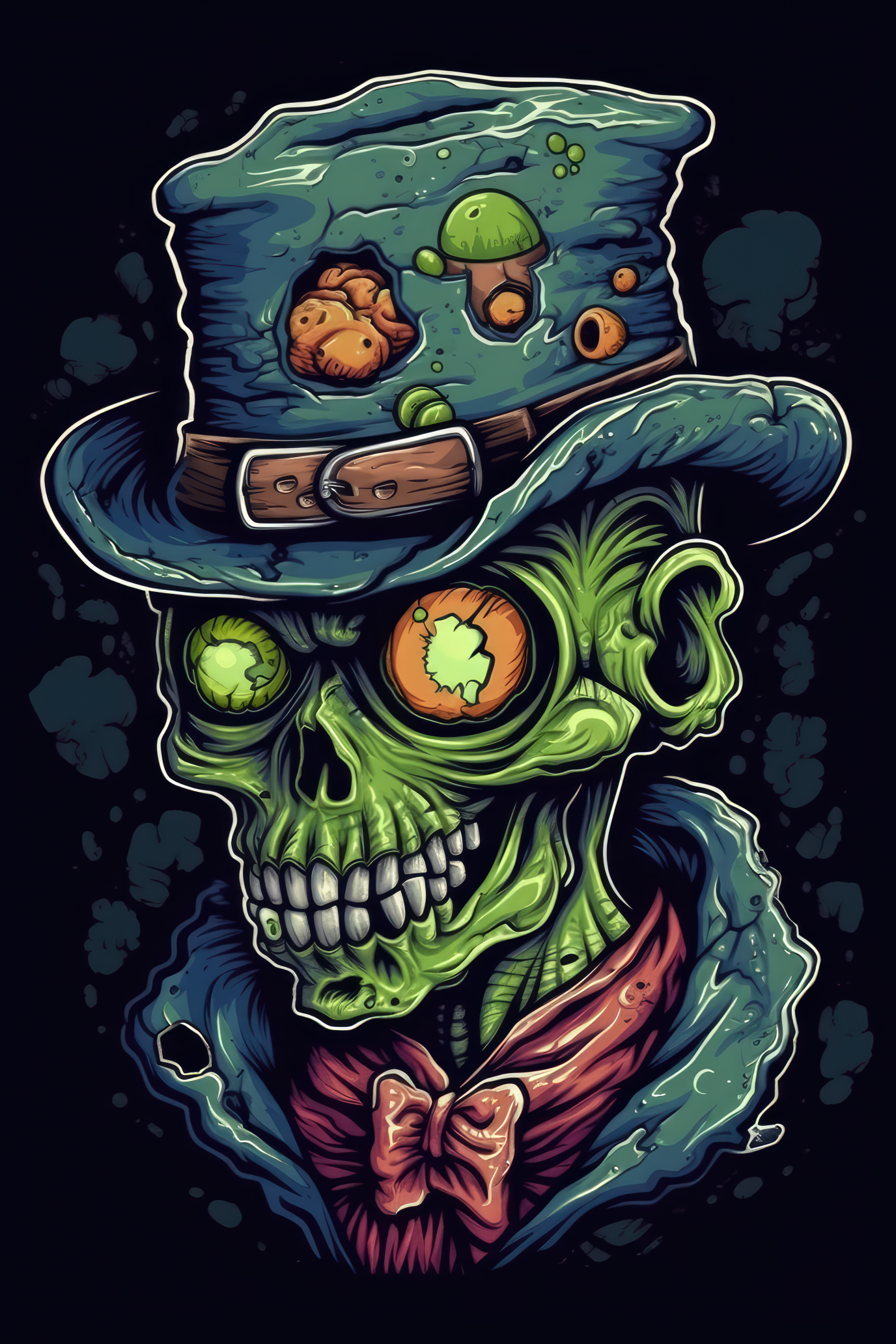 Cartoon Zombie skull Tshirt design 2 (Paitakuva)