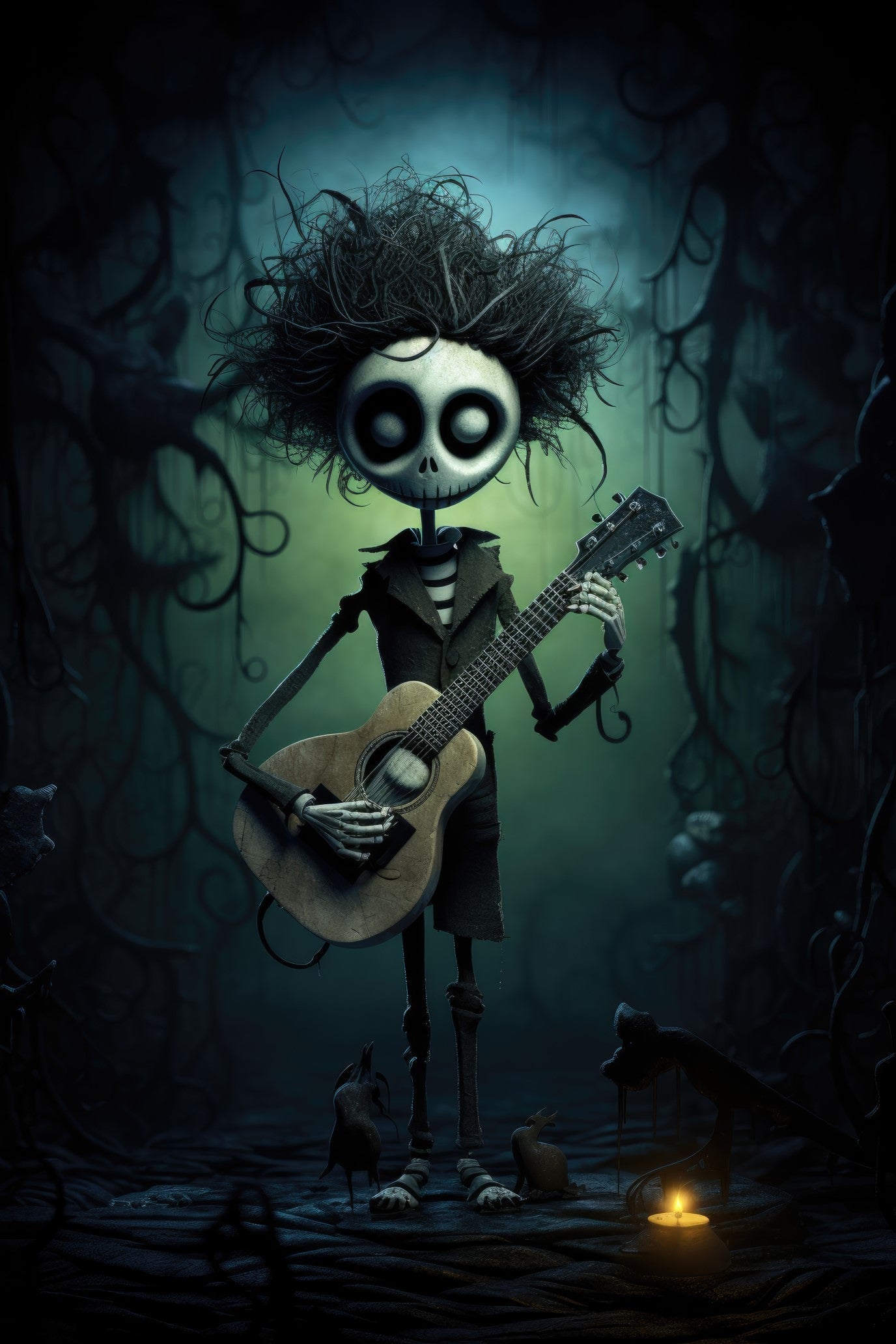 Character with acoustic guitar (paitakuva)