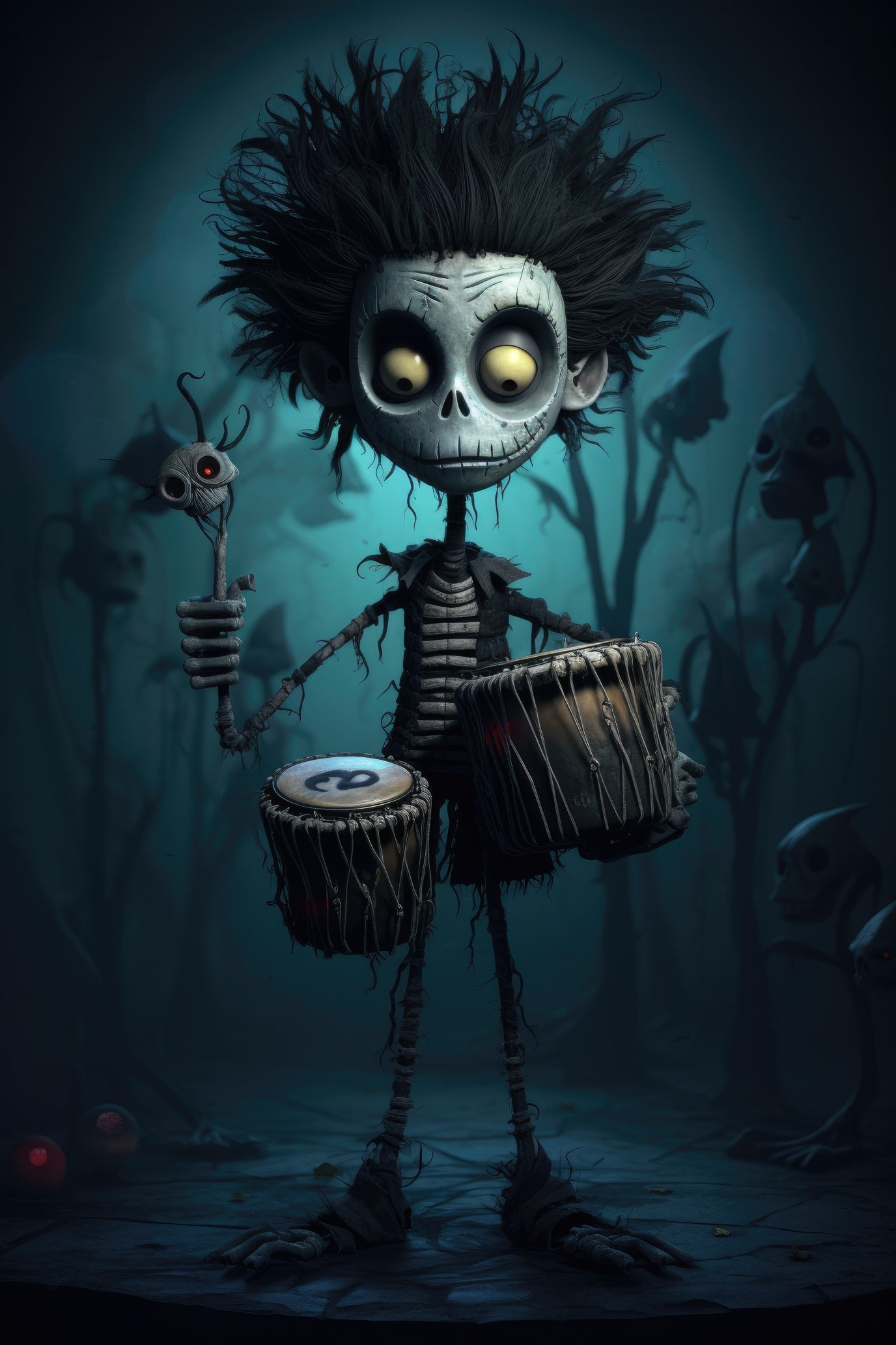 Character with djembe 3 (paitakuva)