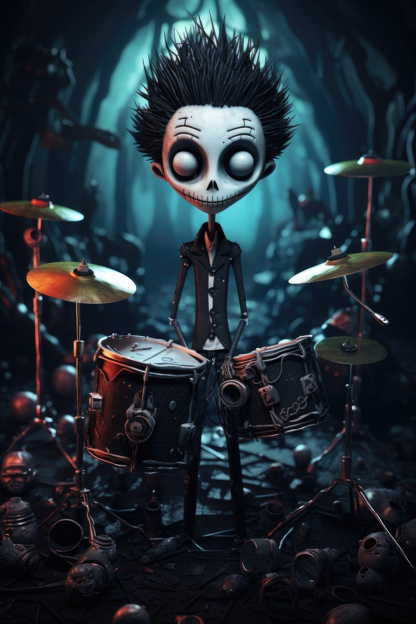 Character with electronic drum kit (paitakuva)