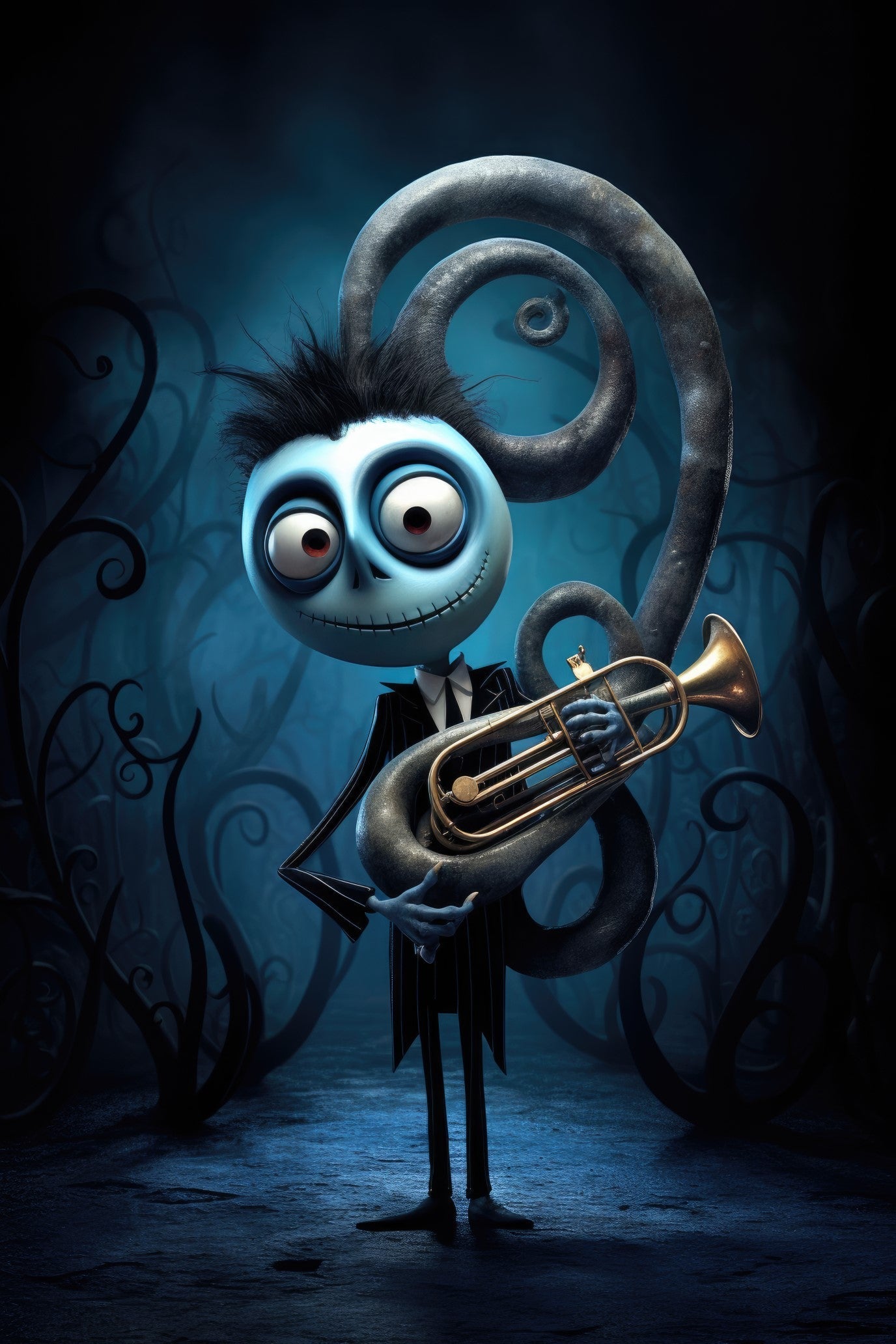 Character with french horn (paitakuva)