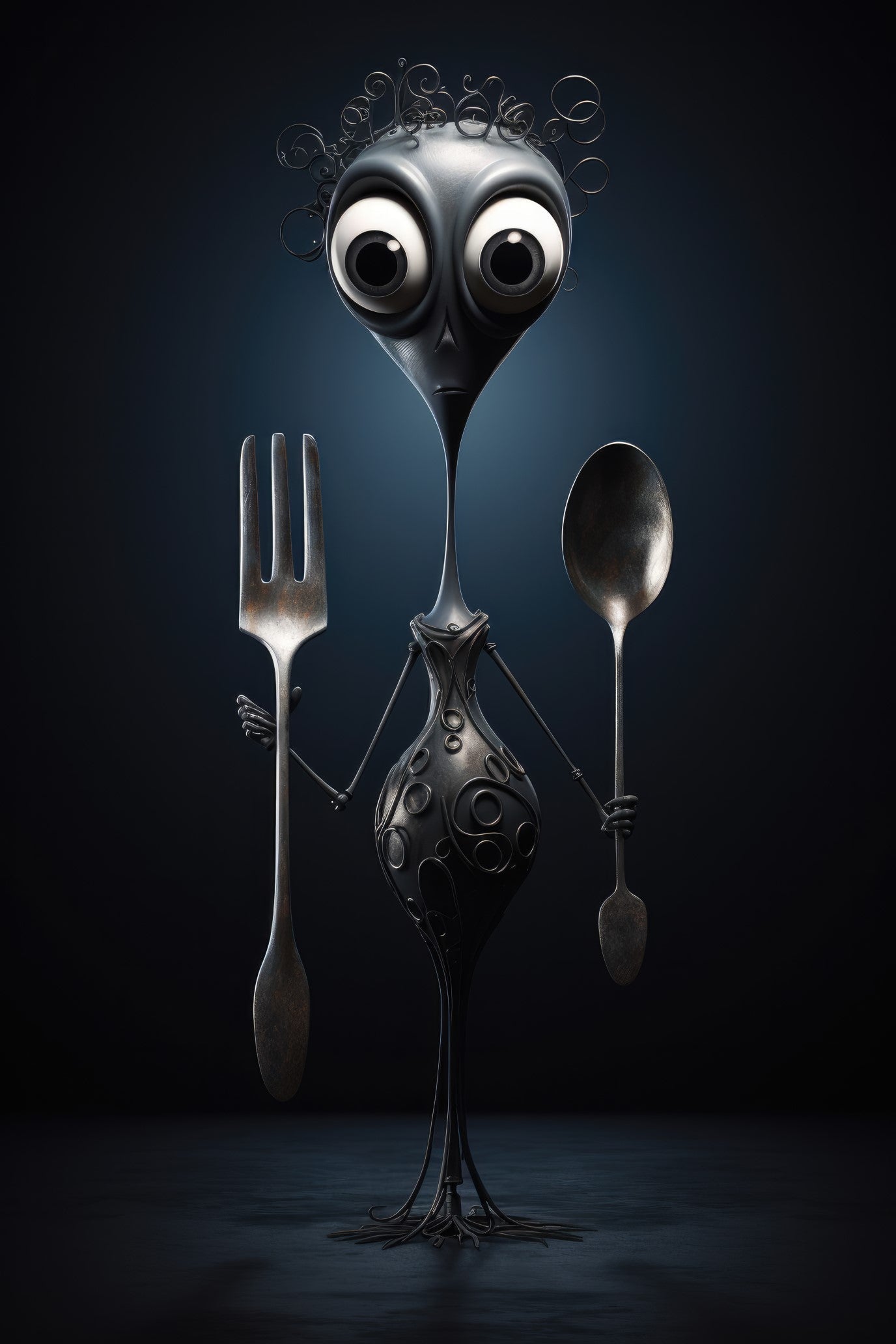 Character with spoons (paitakuva)