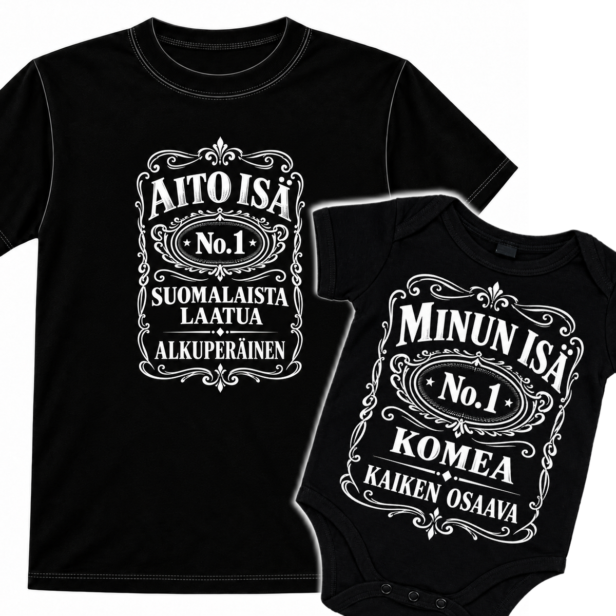 MIESTEN T-PAITA  + VAUVAN BODY ISÄ NO.1 MU/VA