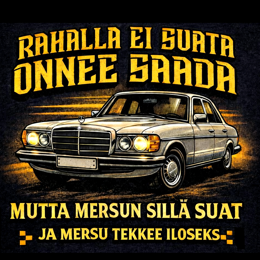 SAVOLAISTEN VAUHTI T-PAITA MUSTA - RAHALLA EI SUATA ONNEE SAADA