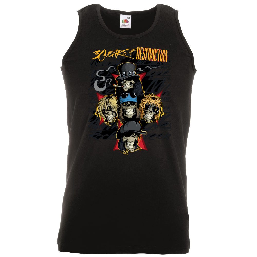 HIHATON T-PAITA MUSTA - “Skull Band” – Rock Legends (3253)