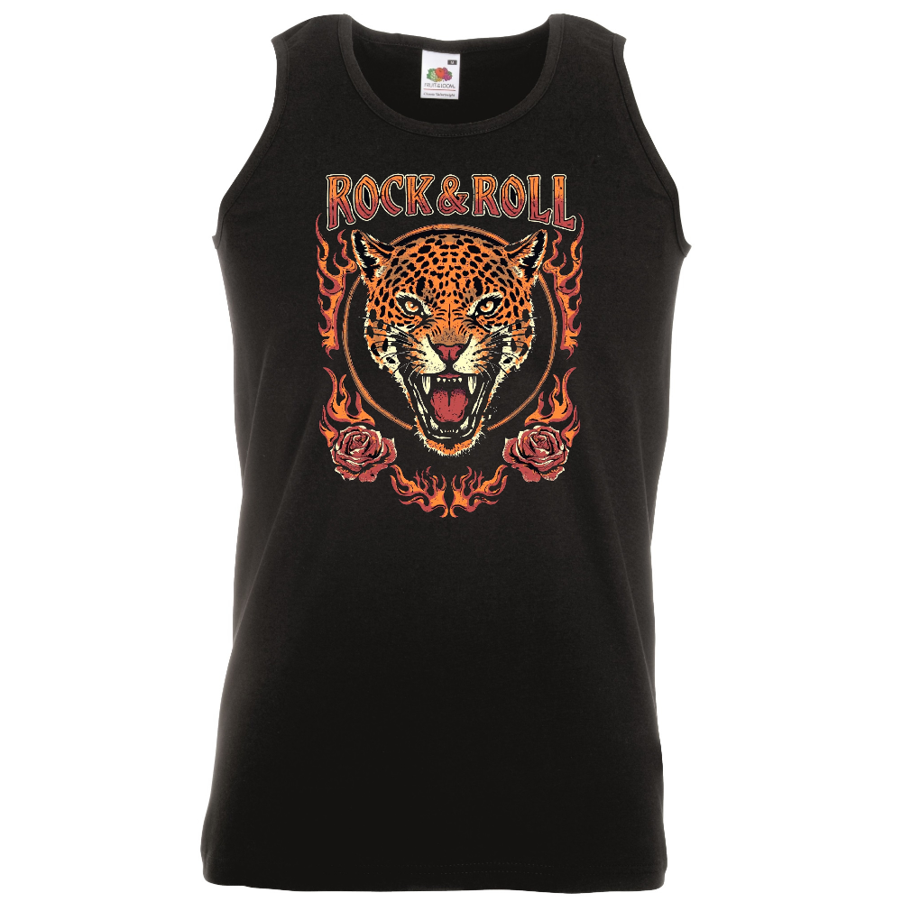 HIHATON T-PAITA MUSTA - ROCK & ROLL BEAST (4018)