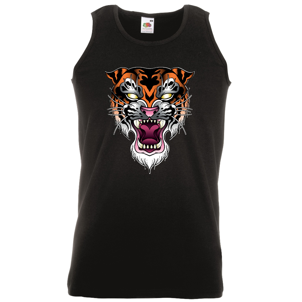 HIHATON T-PAITA MUSTA - Tiger Rage (3257)