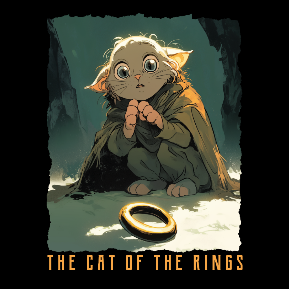 KISSALEFFA T-PAITA MUSTA - THE CAT OF THE RING