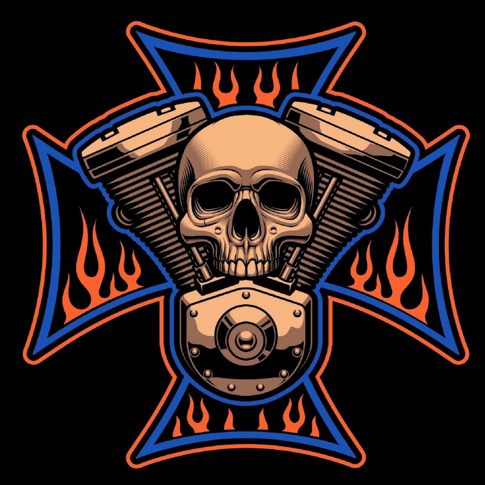 classic COLLEGE MUSTA - MALTA FLAME SKULL