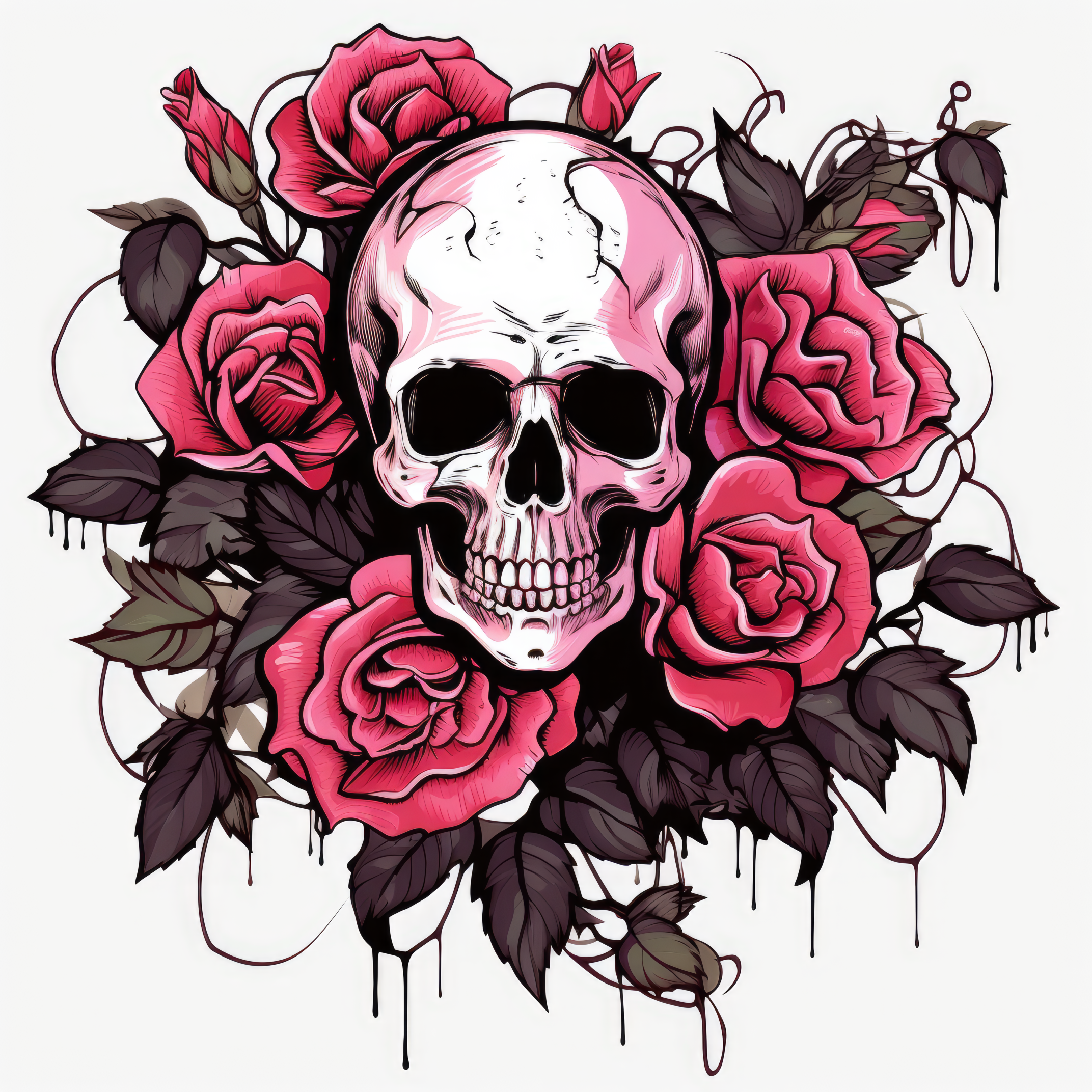 Make gothic rose with skull clipart halloween hand (paitakuva)