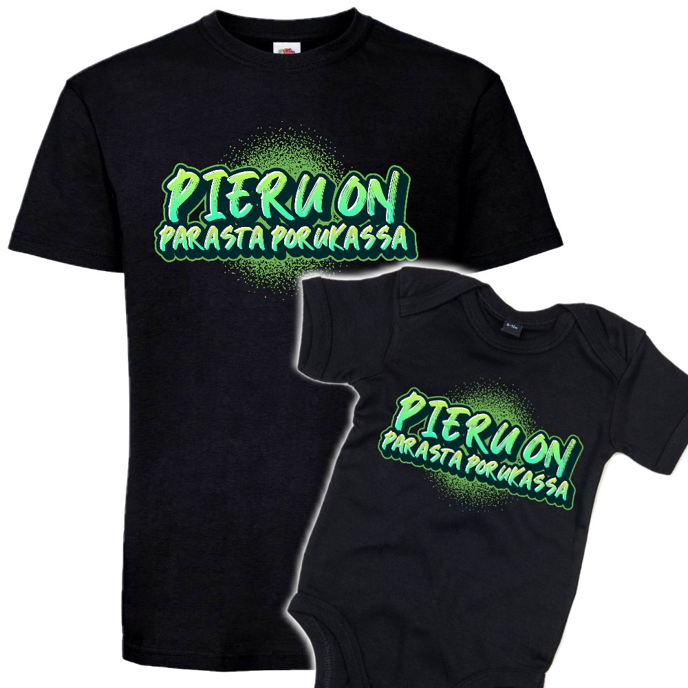 MIESTEN mu T-PAITA + VAUVAN BODY PIERU ON PARASTA PORUKASSA