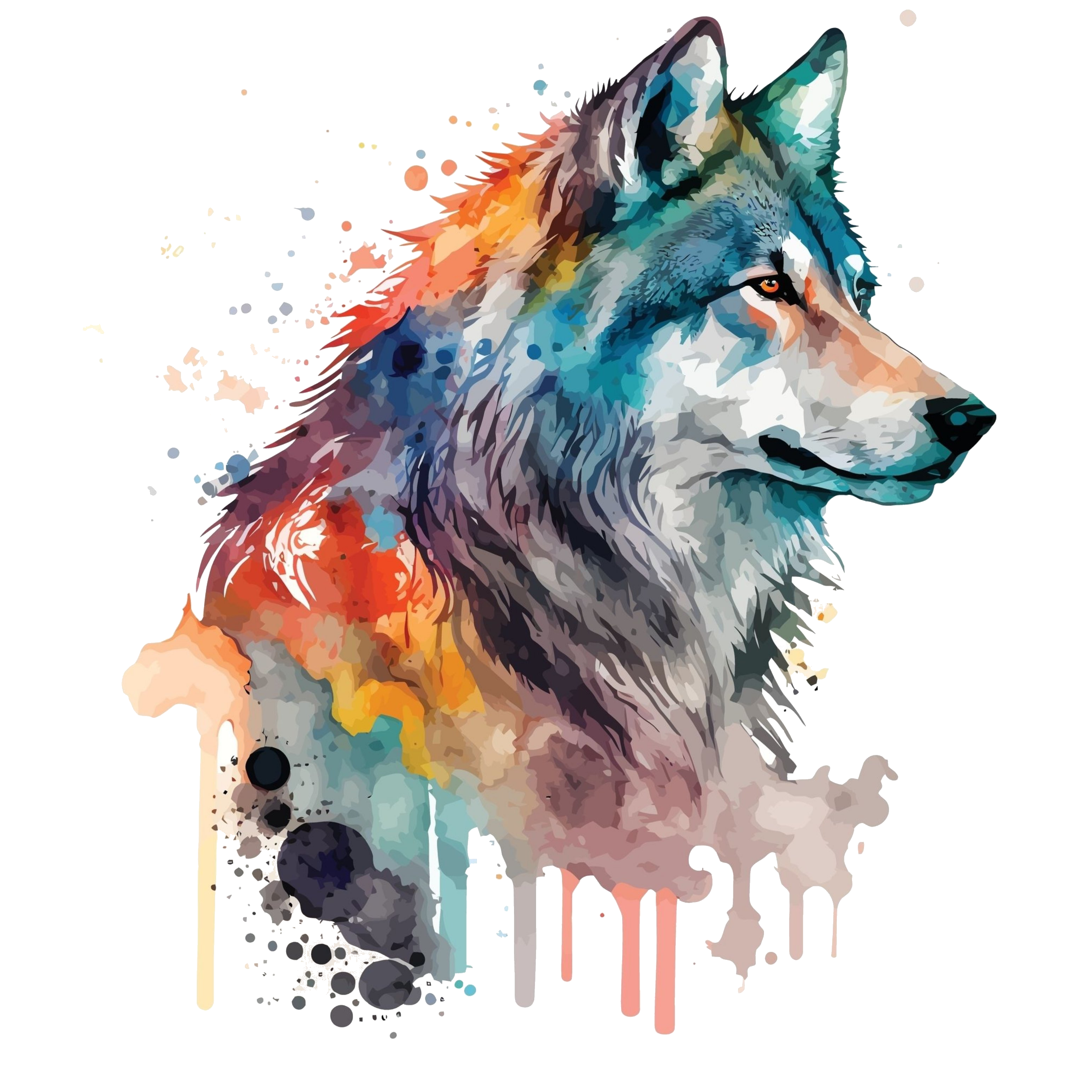 HUPPARI MUSTA - WATERCOLOR WOLF (00 2708)