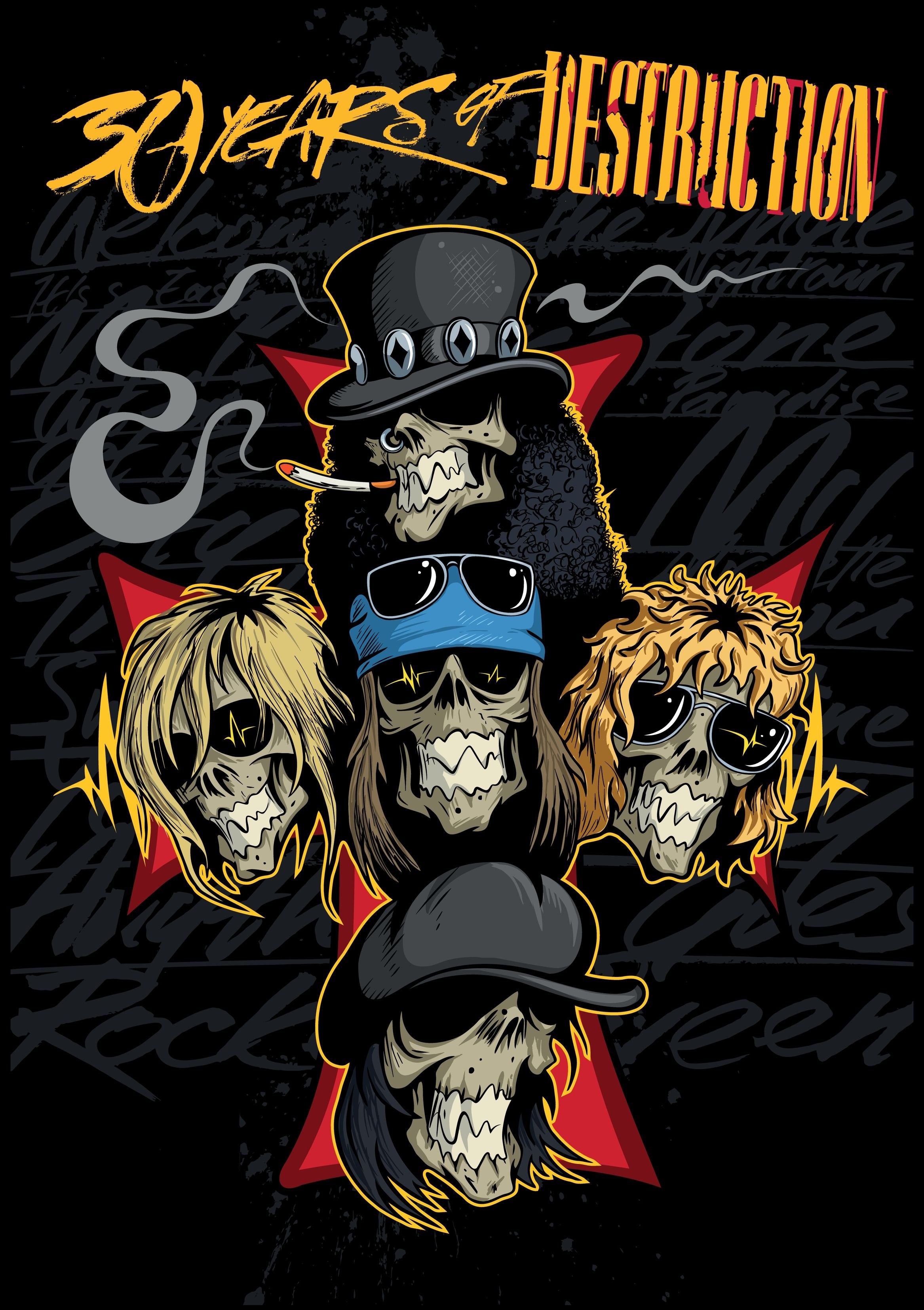 T-paita musta - “Skull Band” – Rock Legends (3253)