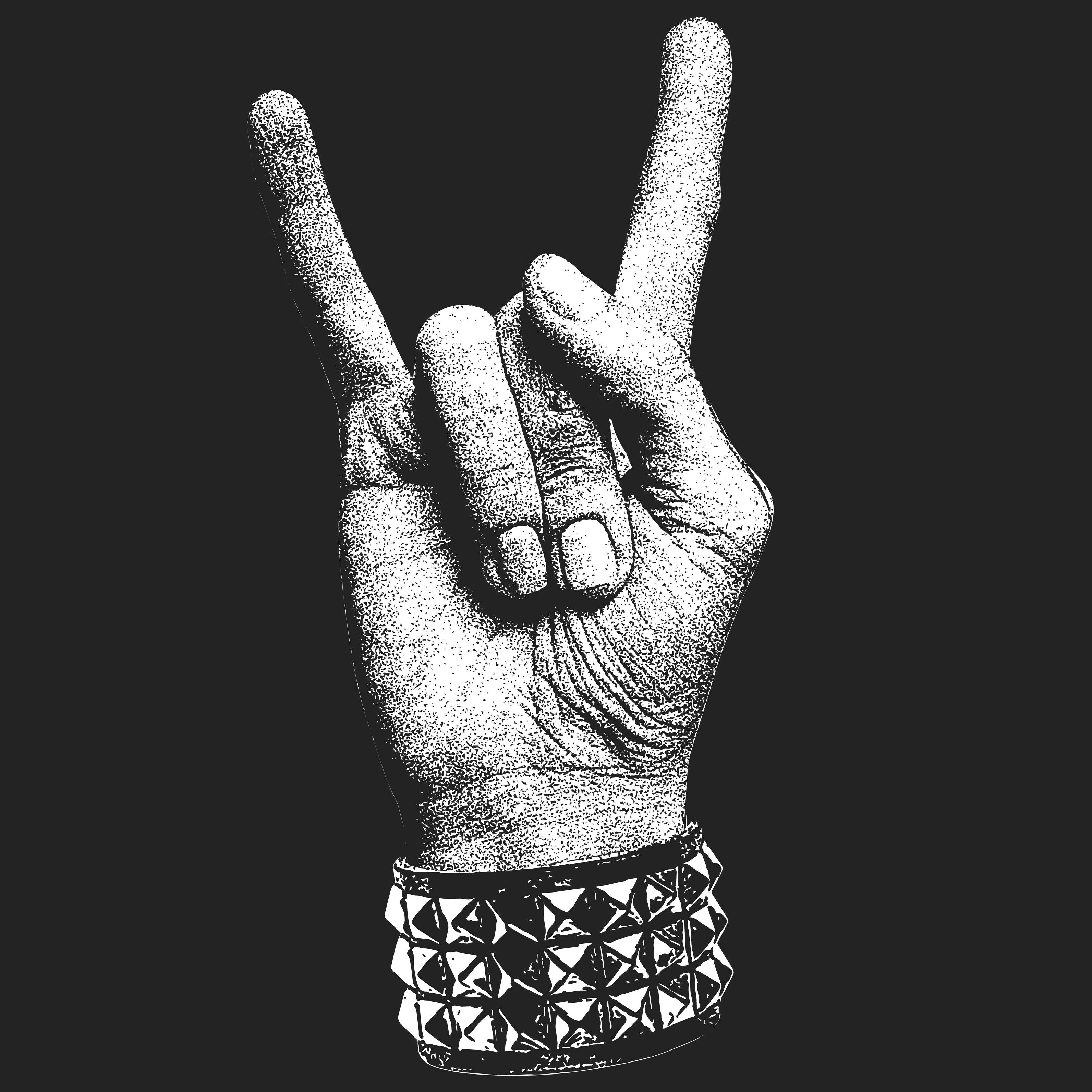 T-paita musta - Horns Up