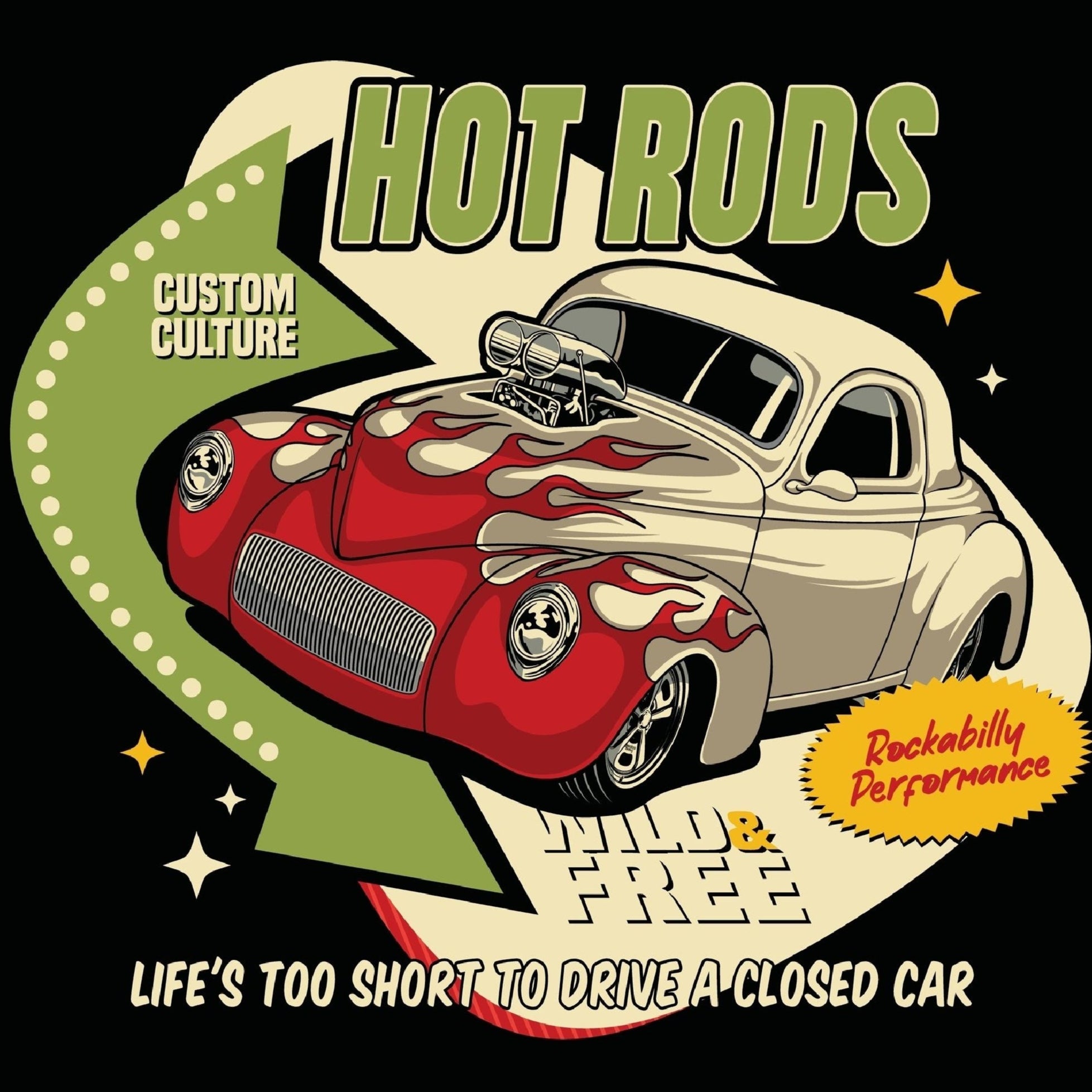 T-PAITA MUSTA - HOT RODS CUSTOM CULTURE