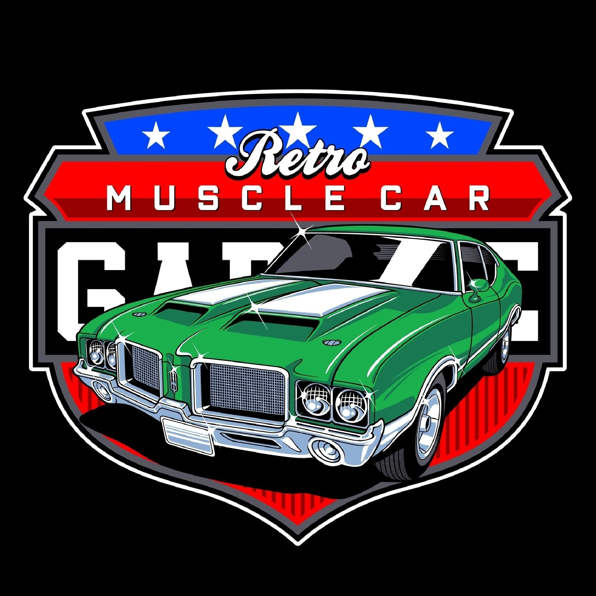 T-PAITA MUSTA - RETRO MUSCLE CAR