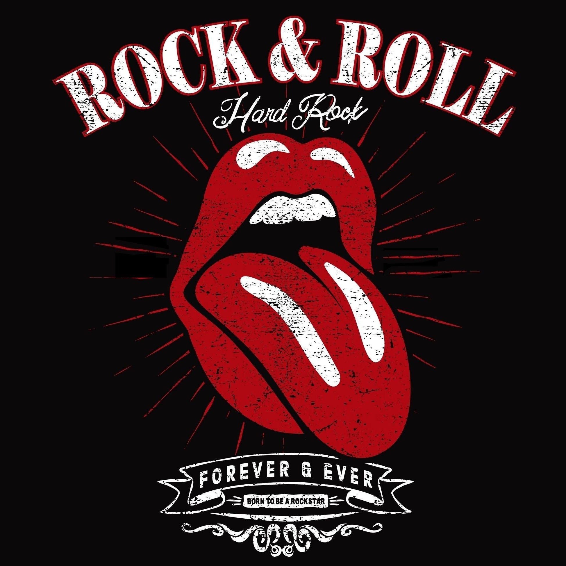 HIHATON T-PAITA MUSTA - Born For Rock & Roll (4009)