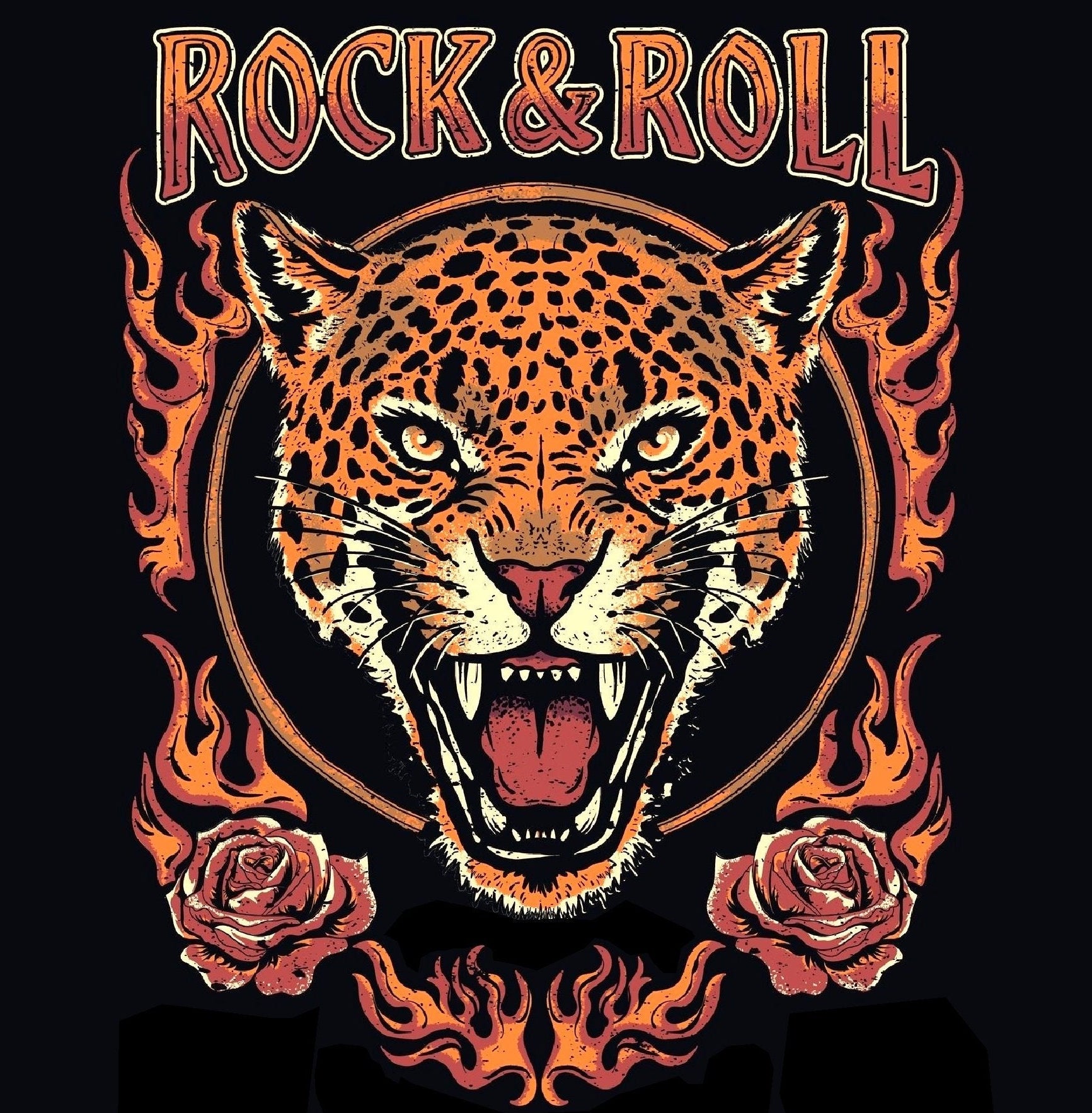 HIHATON T-PAITA MUSTA - ROCK & ROLL BEAST (4018)