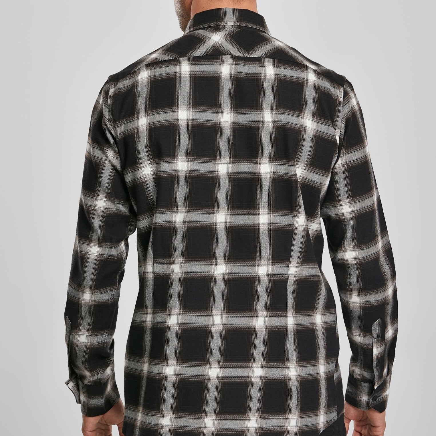 KAULUSPAITA - Checked Flanell Shirt BLACK/WHITE - URBAN CLASSICS