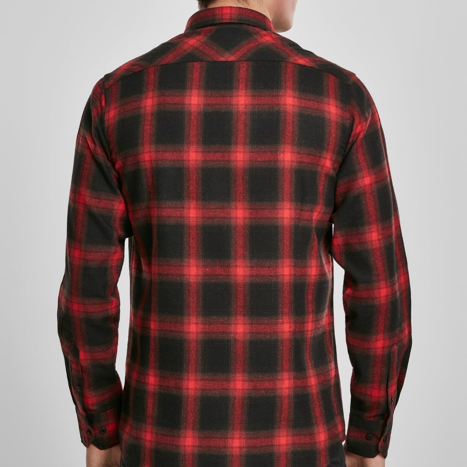 KAULUSPAITA - Checked Flanell Shirt BLACK/RED - URBAN CLASSICS