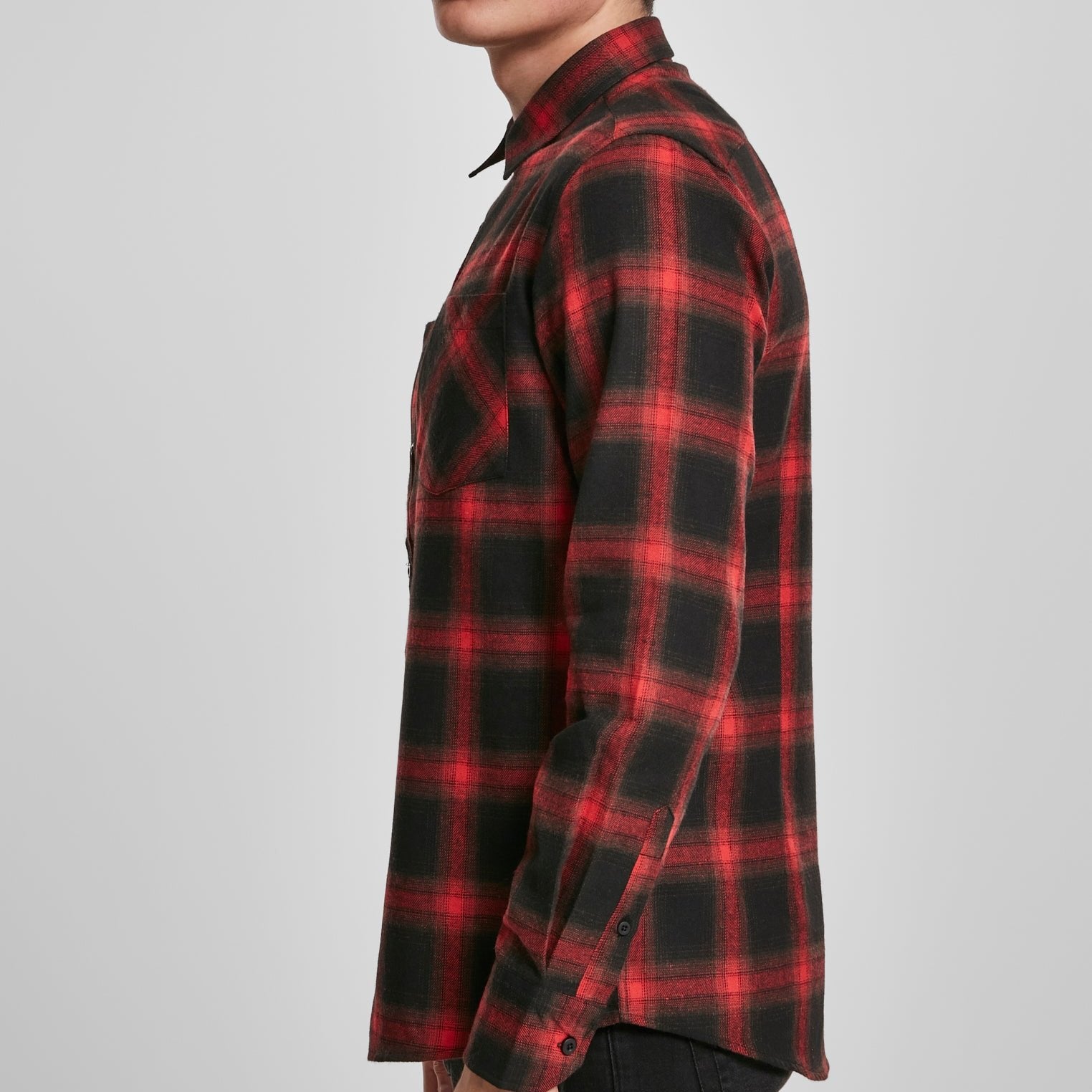 KAULUSPAITA - Checked Flanell Shirt BLACK/RED - URBAN CLASSICS