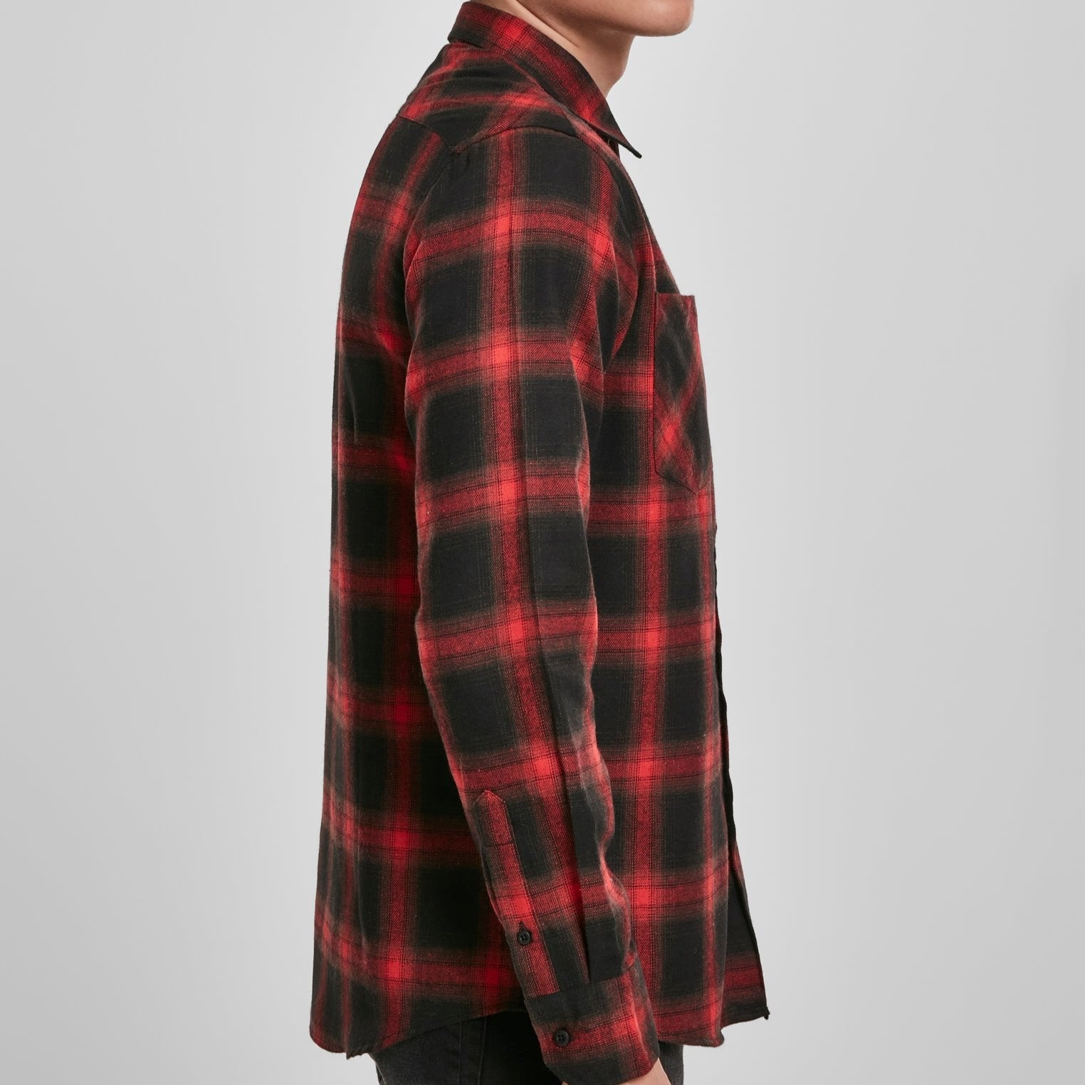 KAULUSPAITA - Checked Flanell Shirt BLACK/RED - URBAN CLASSICS